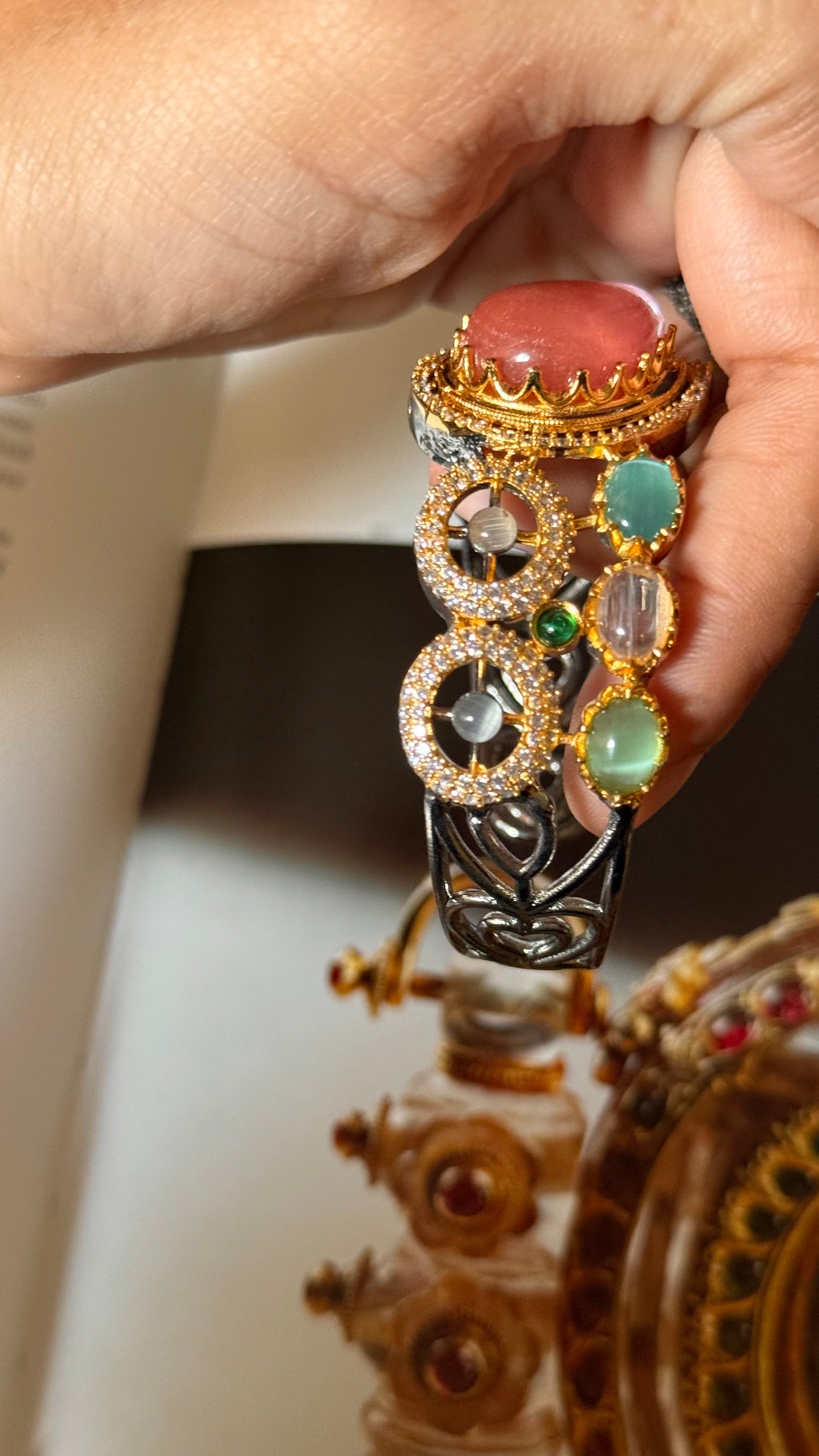 Saffron doublet & navratna bracelet