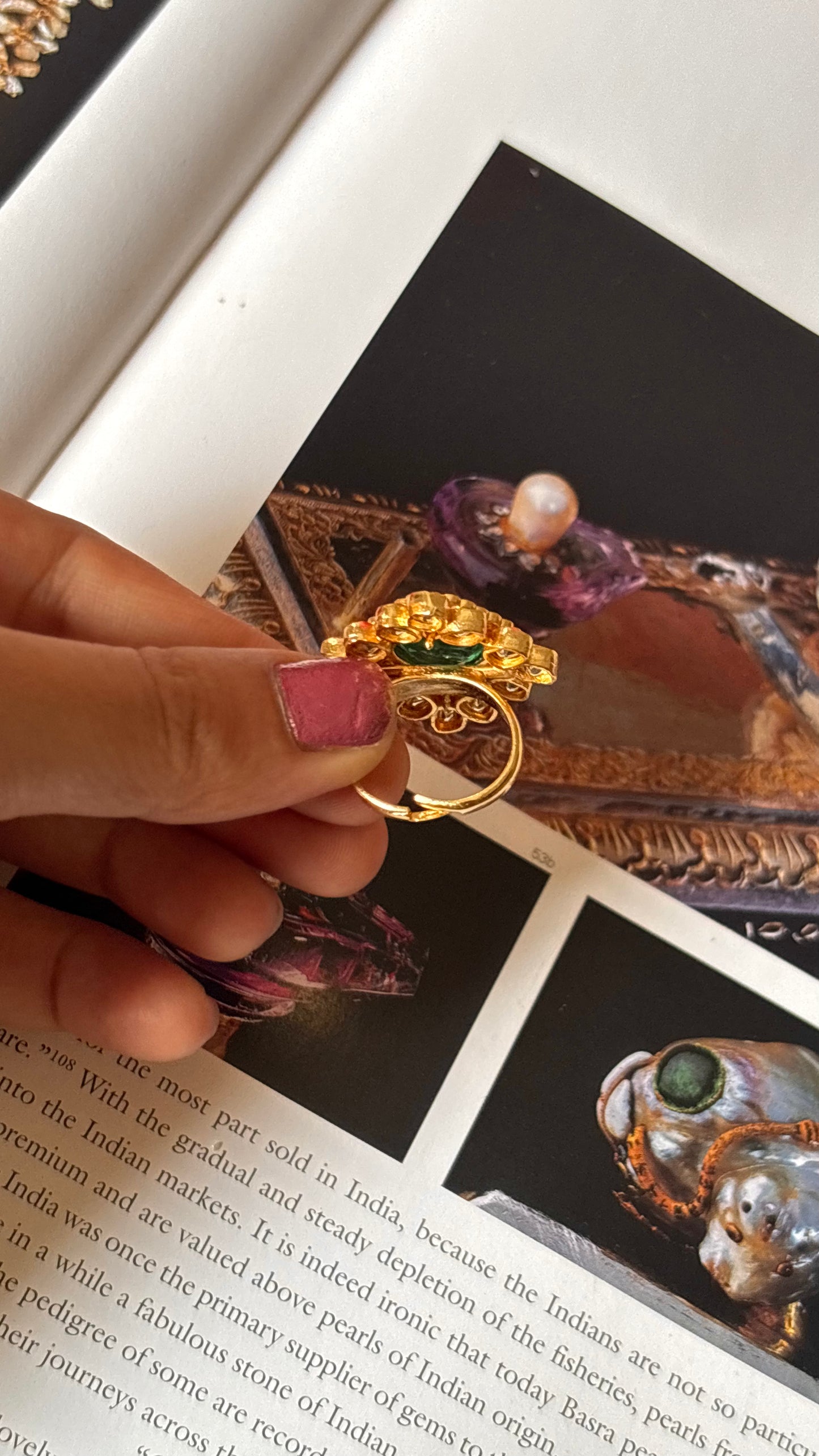 Ruby & emerald doublet peeli polki ring