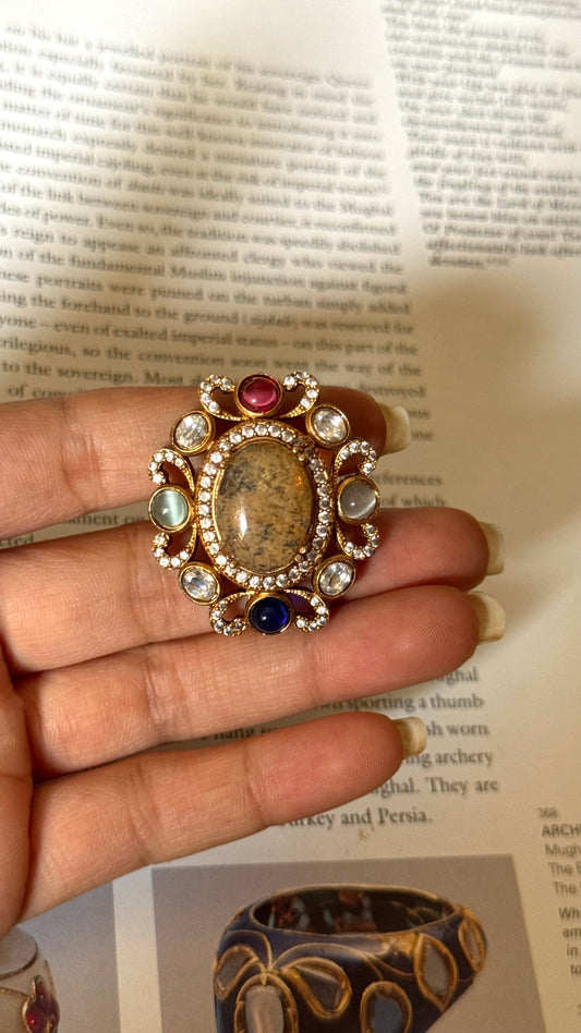 Sabyasachi inspired with real stone designer adjustable ring