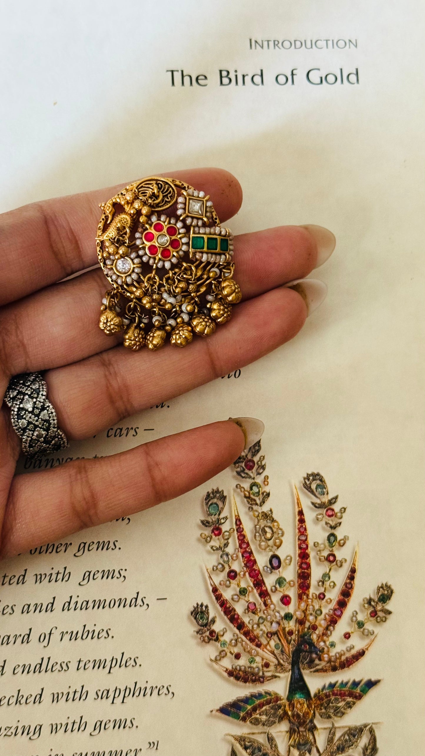 Ruby & emerald Rajwada adjustable ring