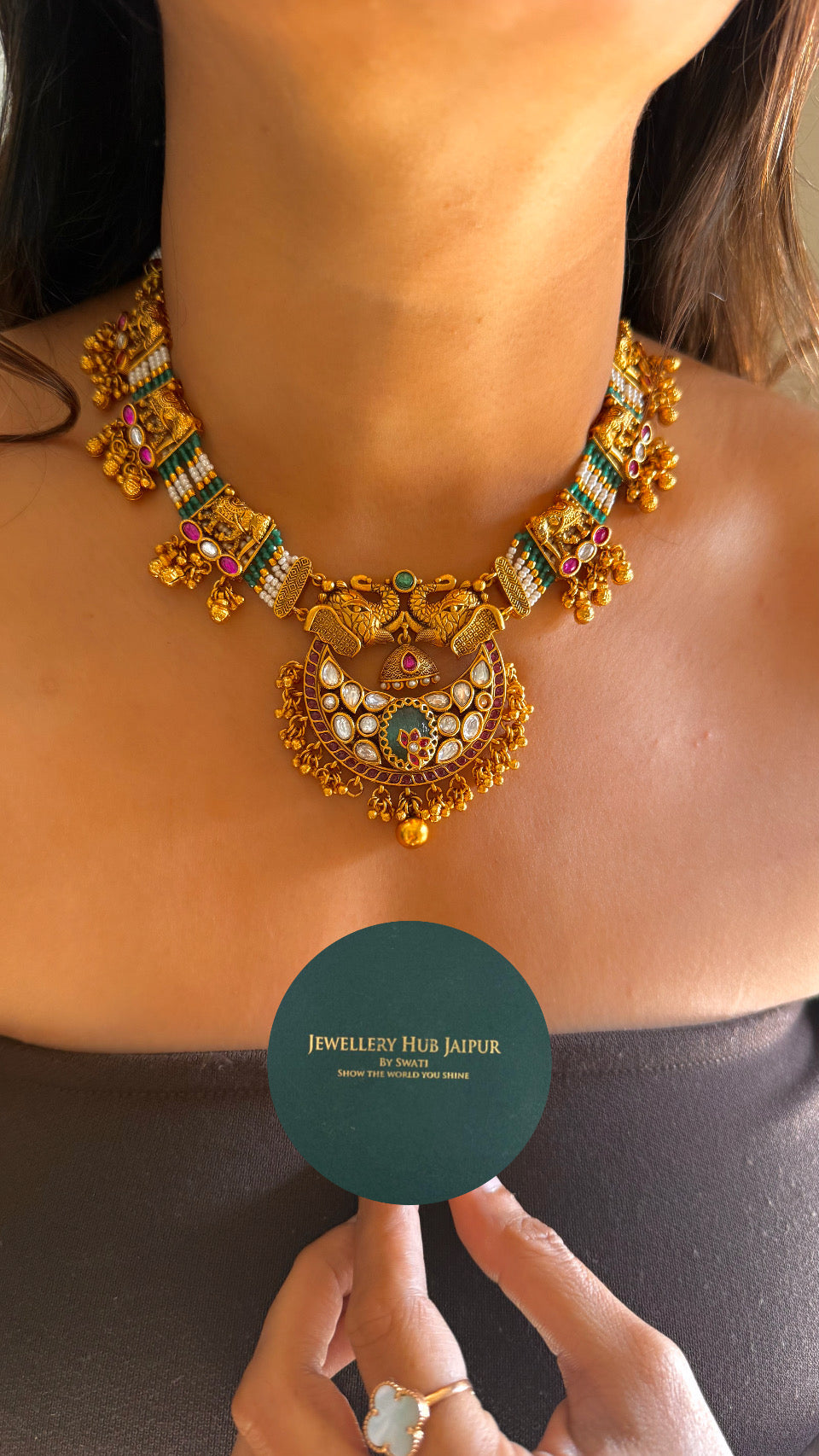 Gajanand inspired royal heritage necklace