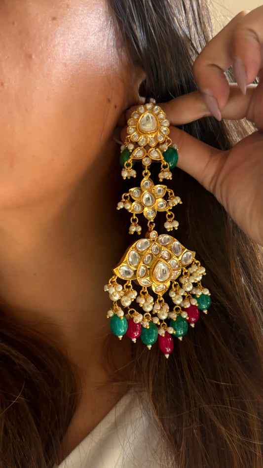 Ruby & emerald paachi tyaani style earrings
