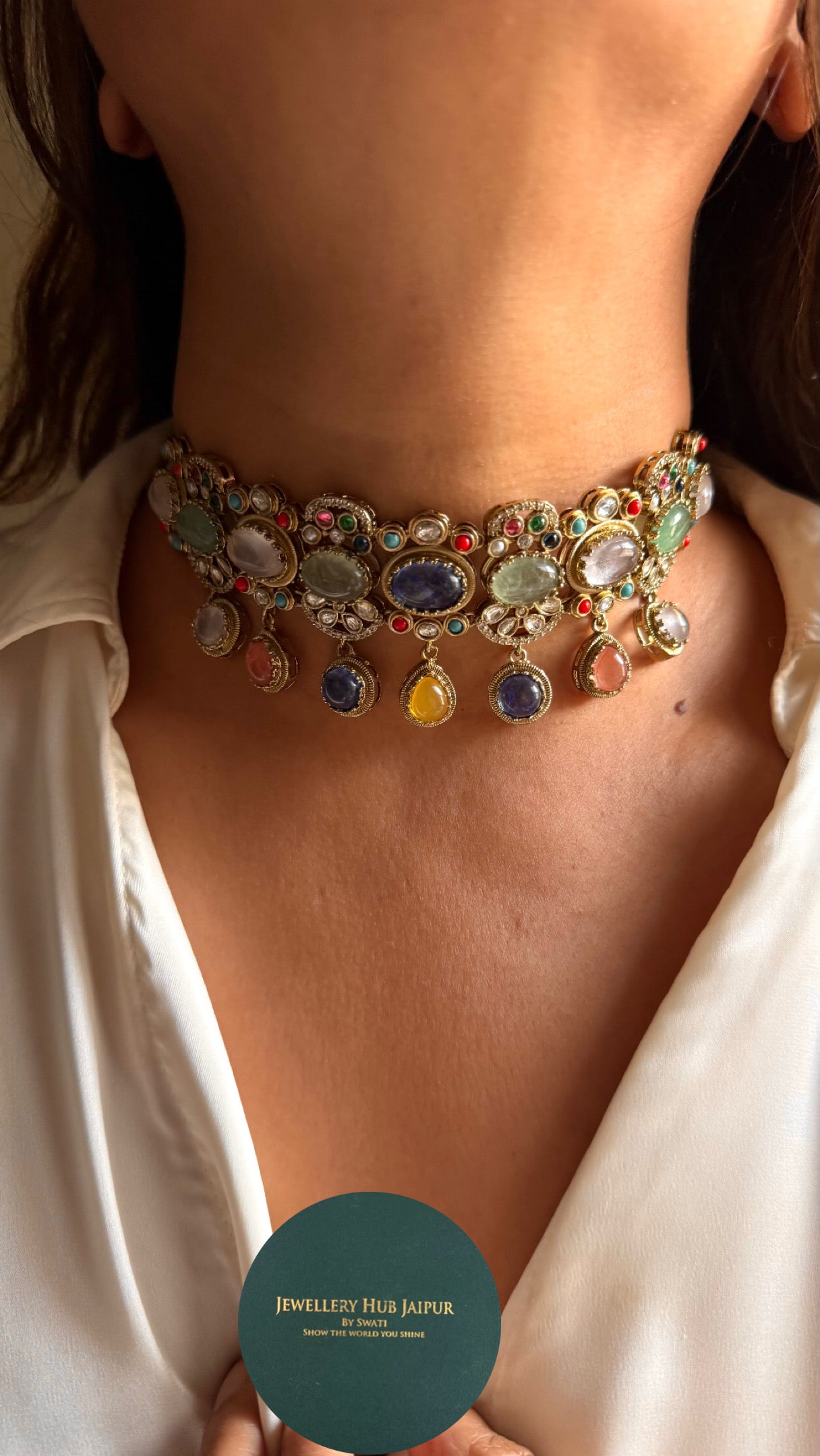 Sabyasachi inspired sapphire with natural stone Necklace