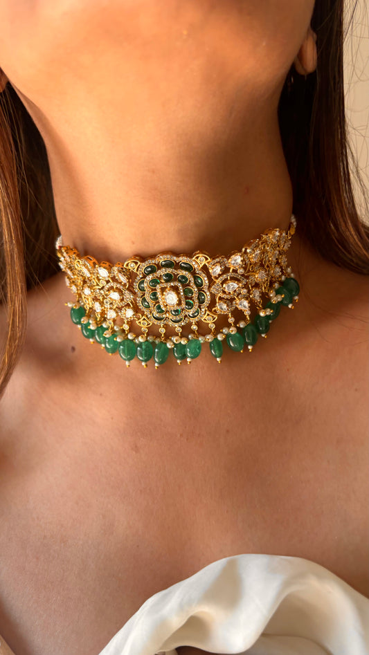 Pratiksha Emerald minimalist polki Choker