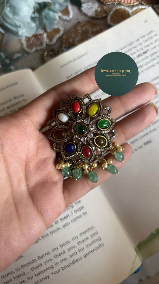 Victorian navratna pendant set