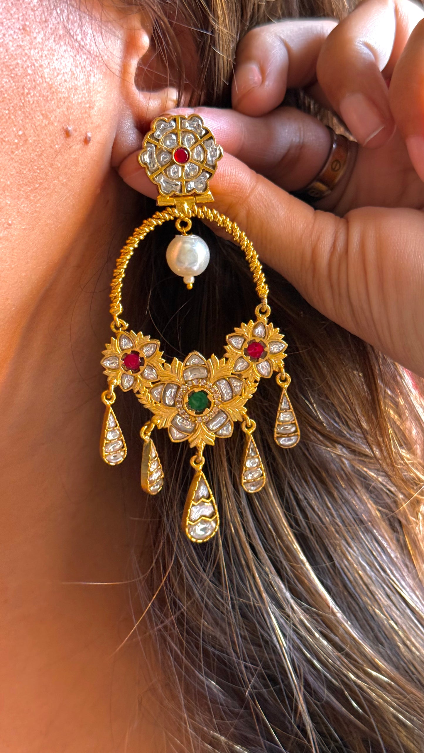 Amrapali inspired polki danglers