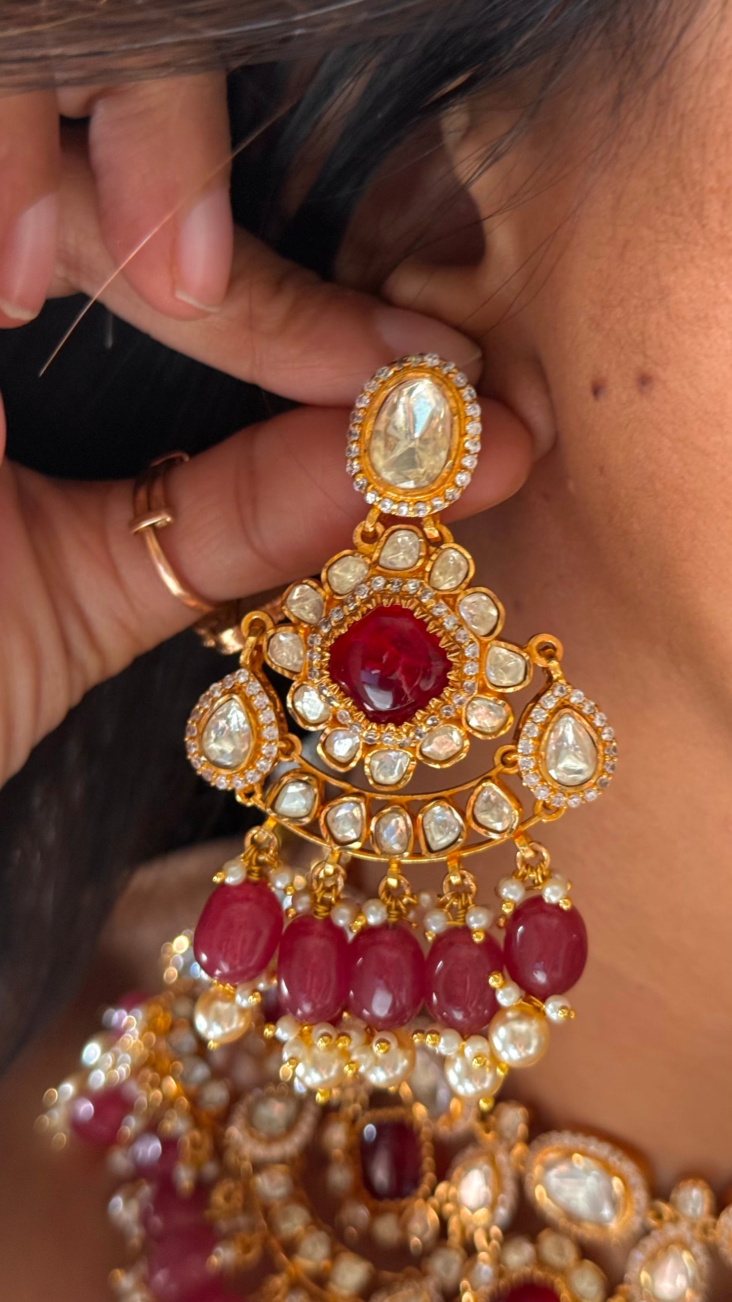 Real moissanite ruby designer necklace