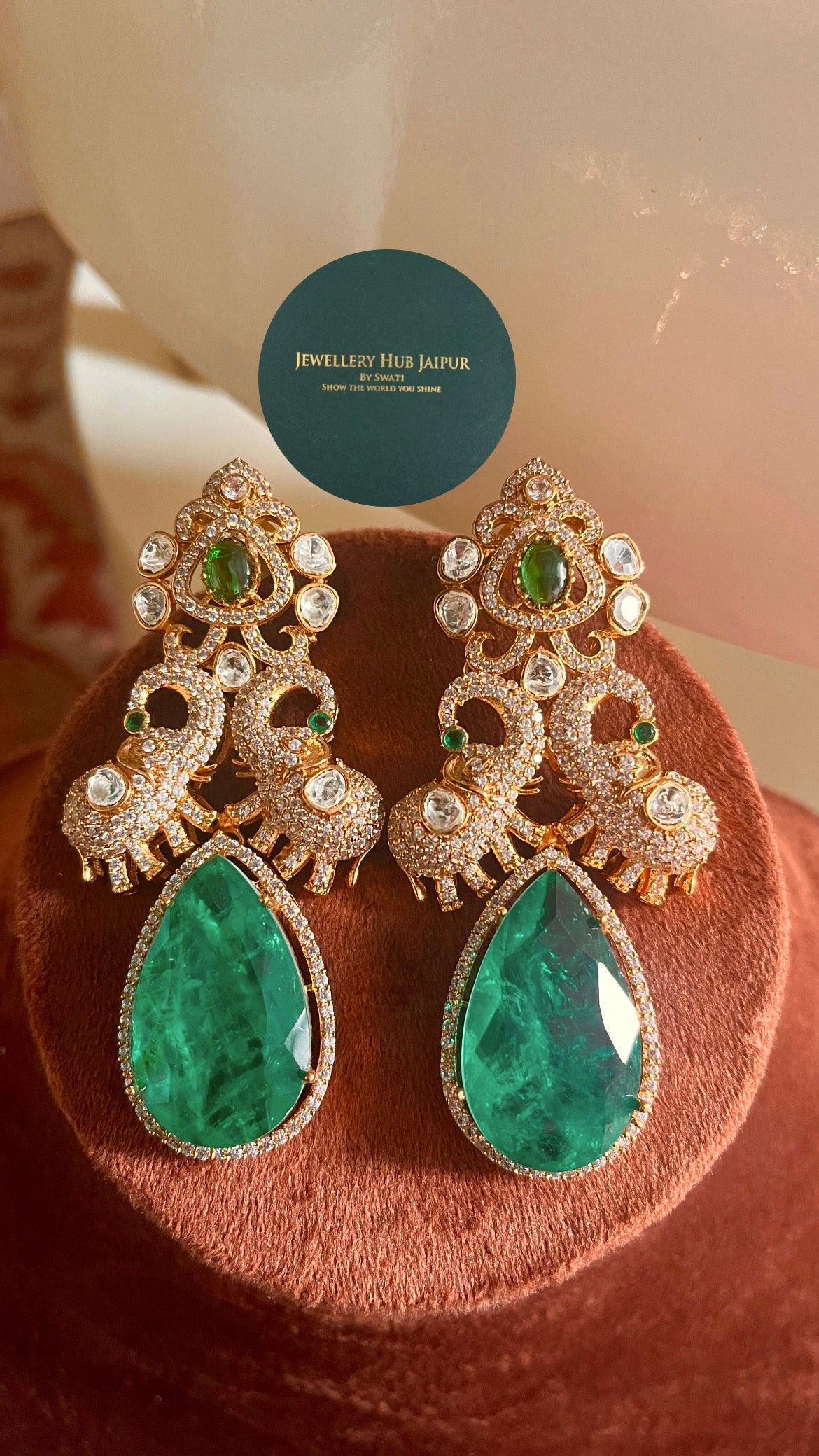 Emerald doublets with real Moissanite bridal combo Necklace