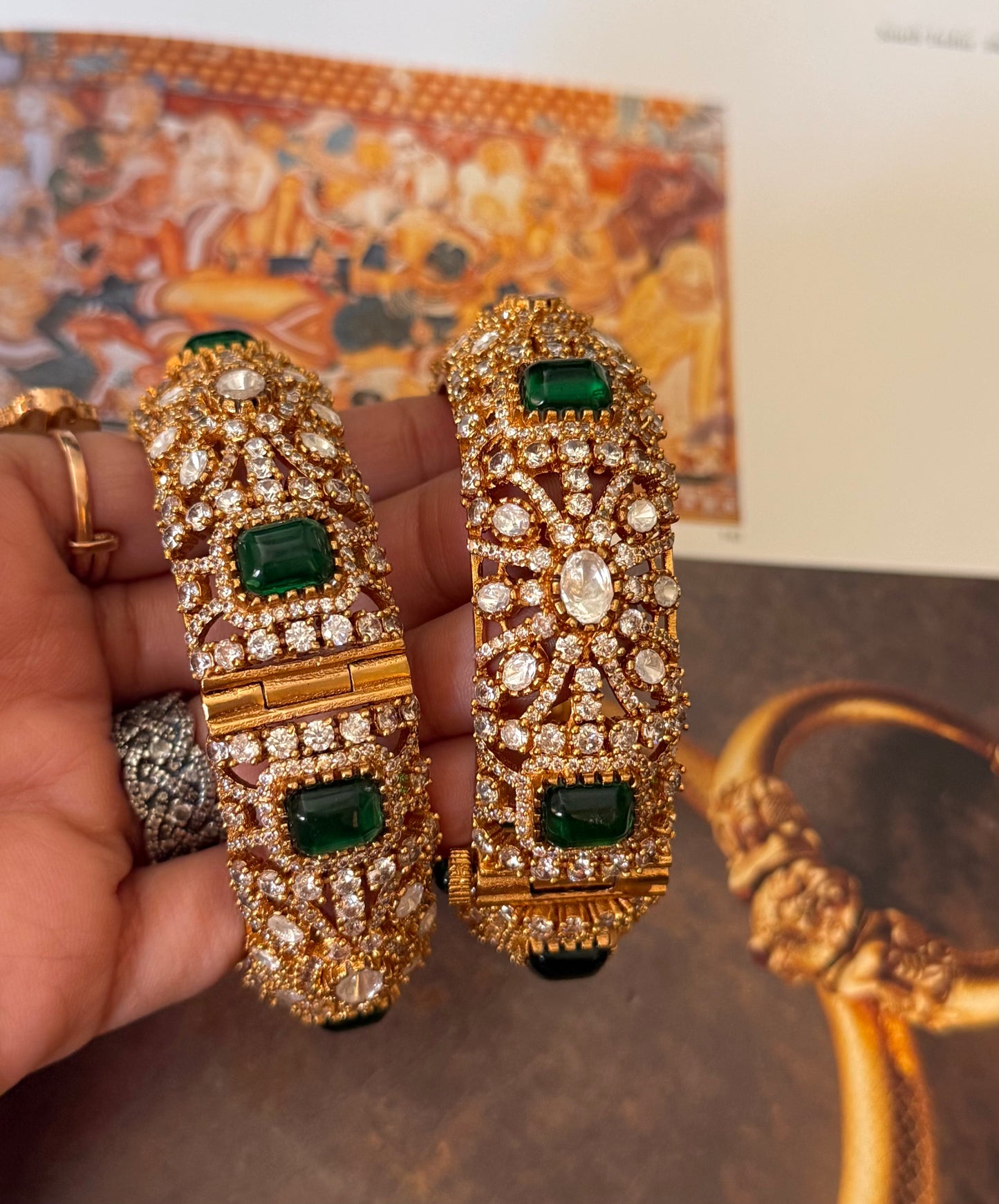 Emerald moissanite heritage bangles