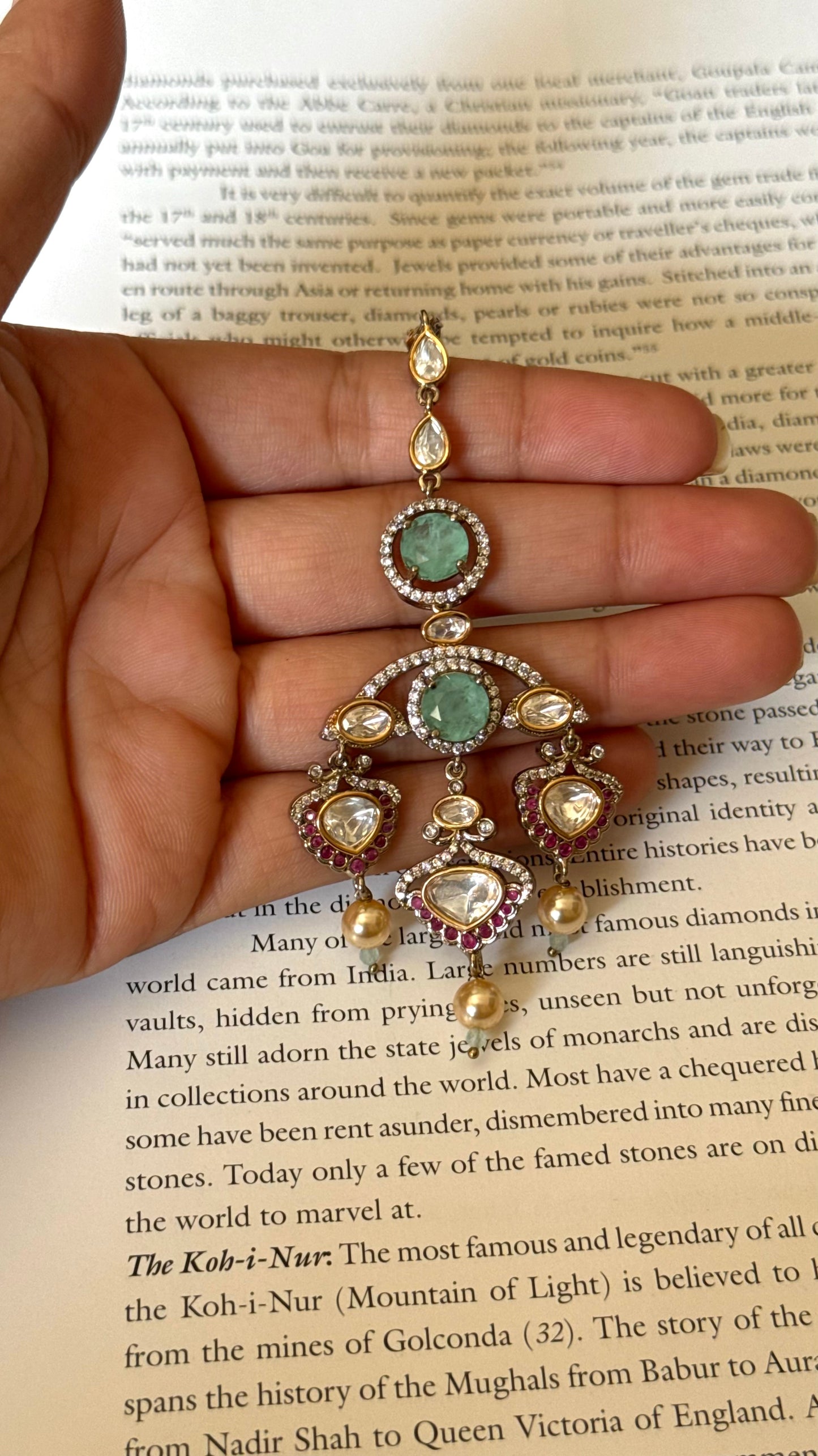 Mint doublet & Rani pink   with drop Maangtika