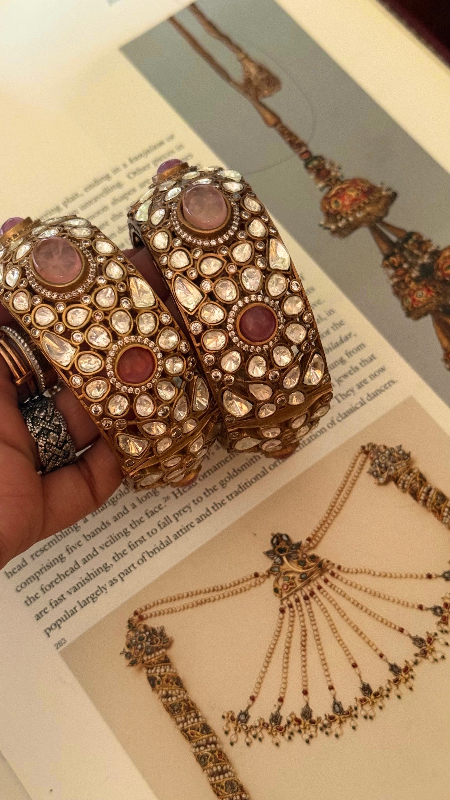 Rose quarts polki bangles