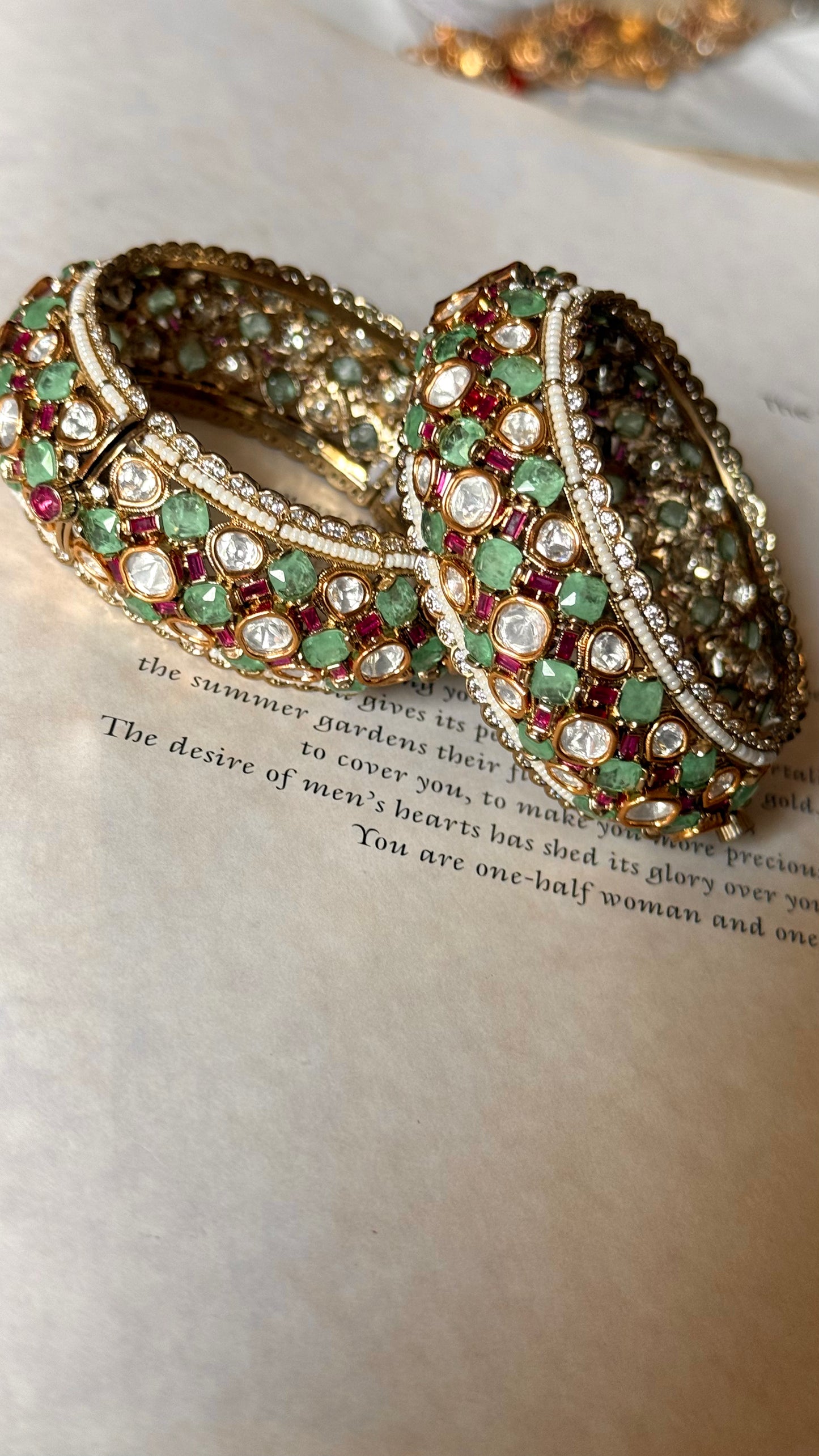 Mint doublet real Moissanite Victorian bangles