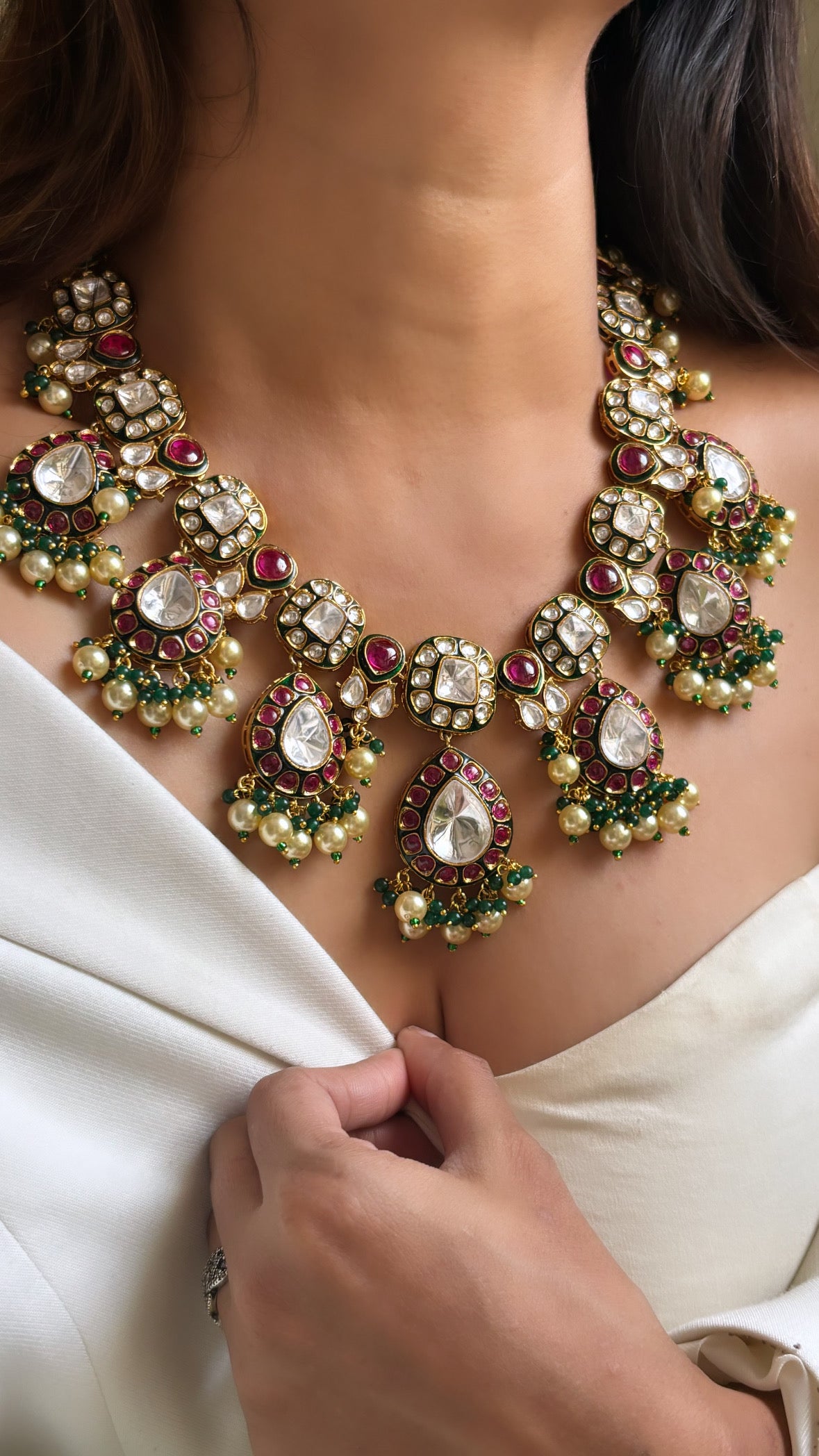 Maharani haar in ruby and emerald