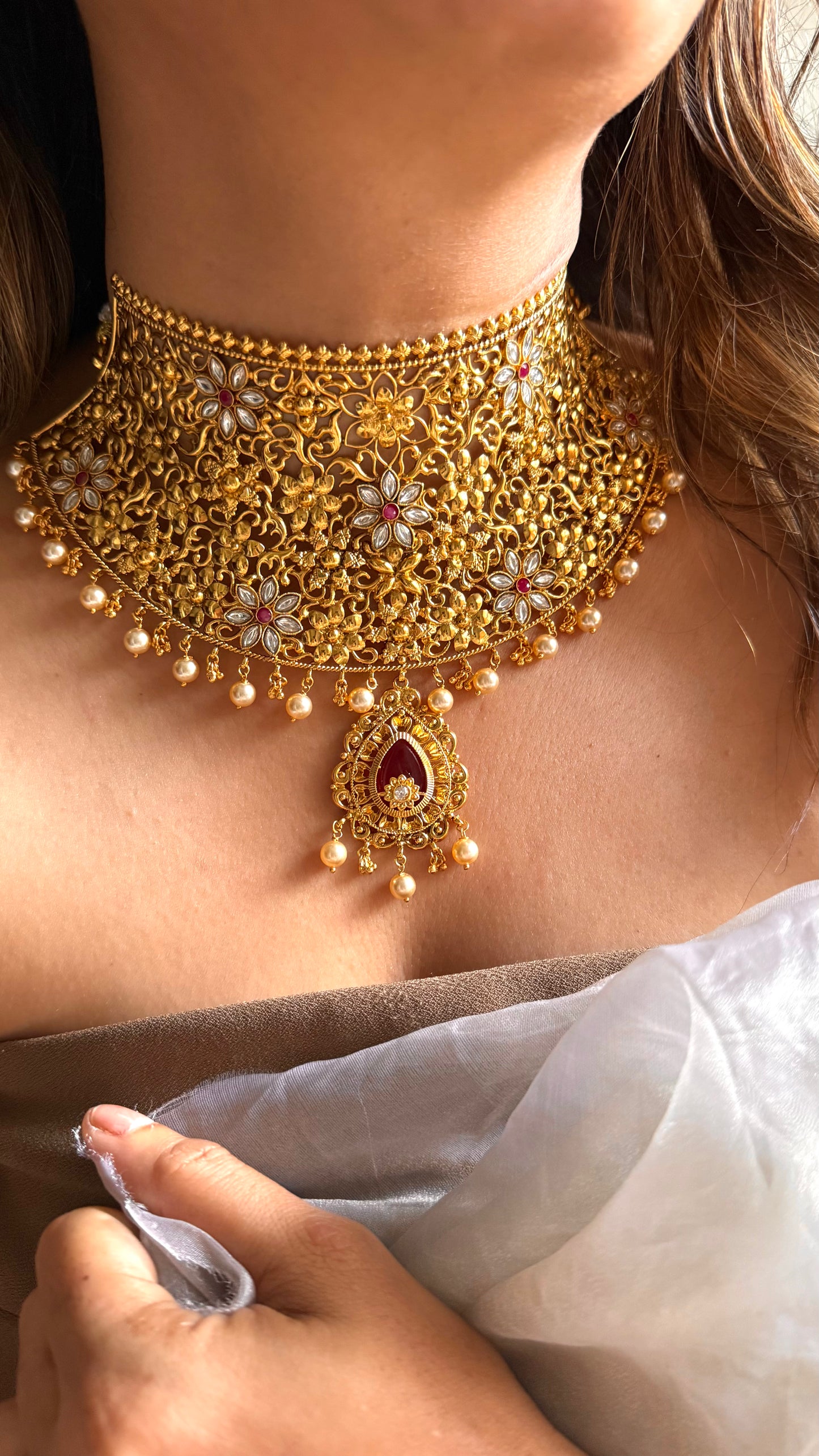 Dubai Gold inspired Floral Designer Necklace