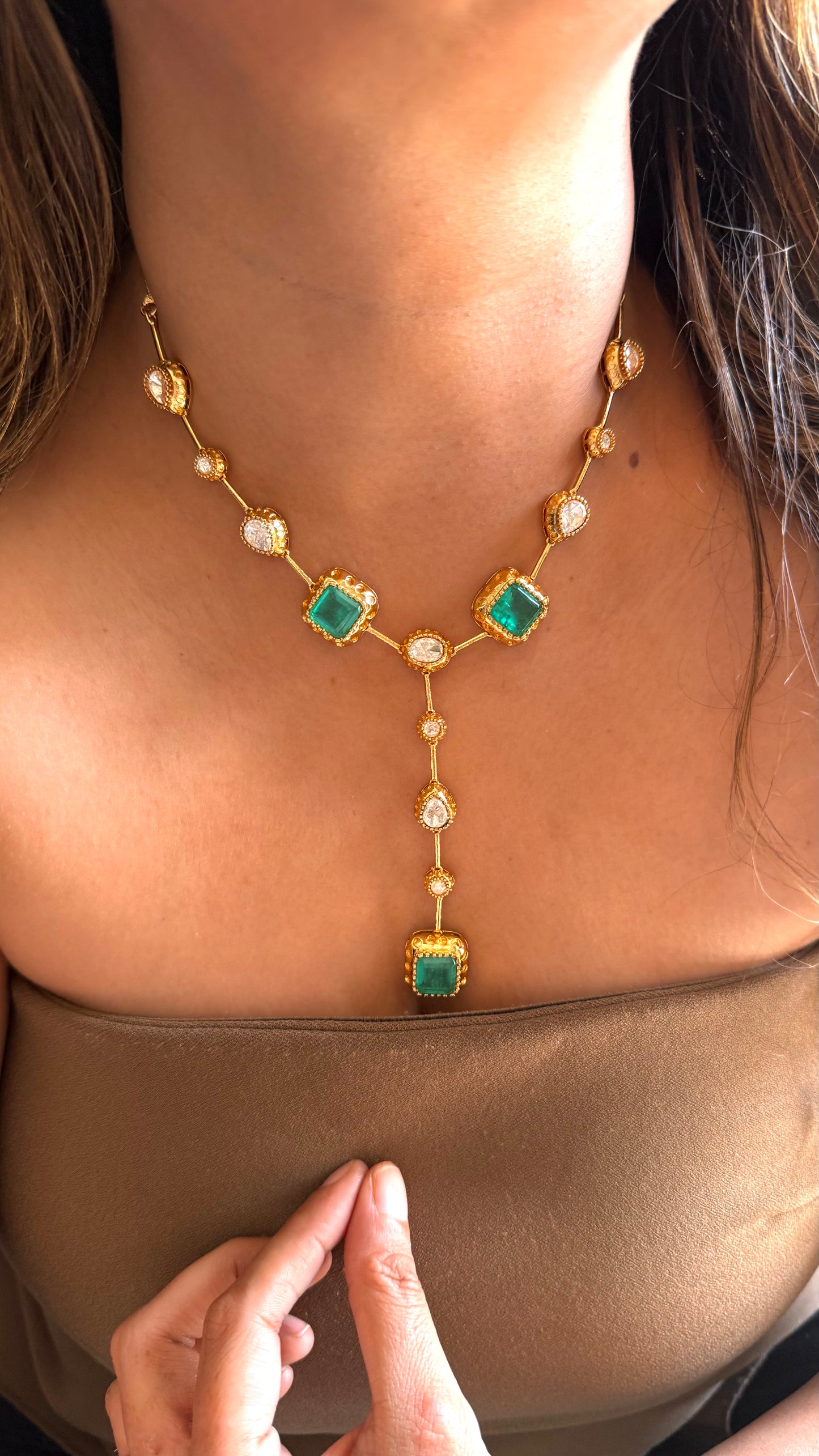 Mint cocktail Polki Necklace