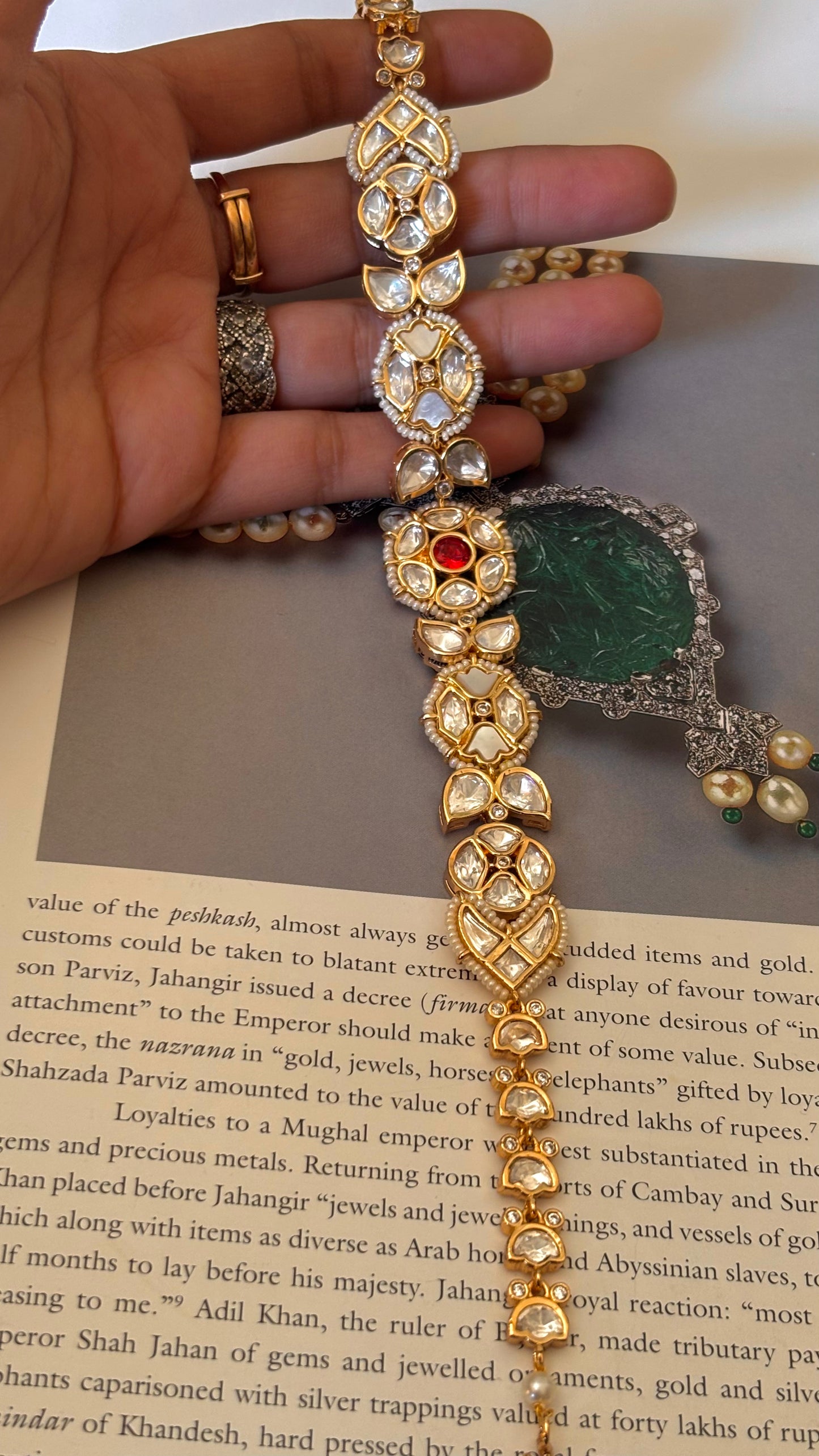 Ruby Kundan floral pattern Mathapati