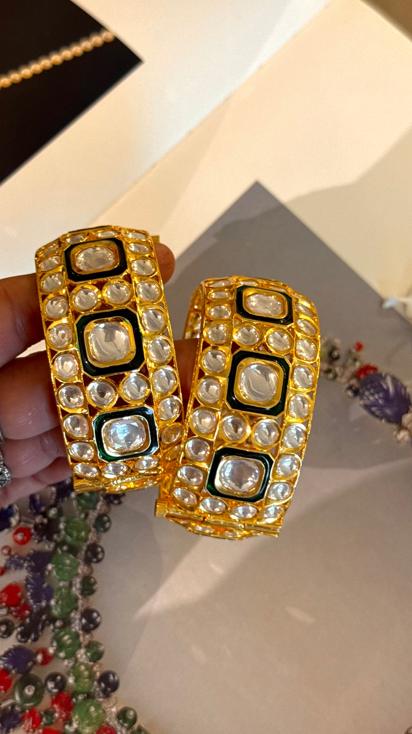 MeenaKari Uncut polki gold bangles