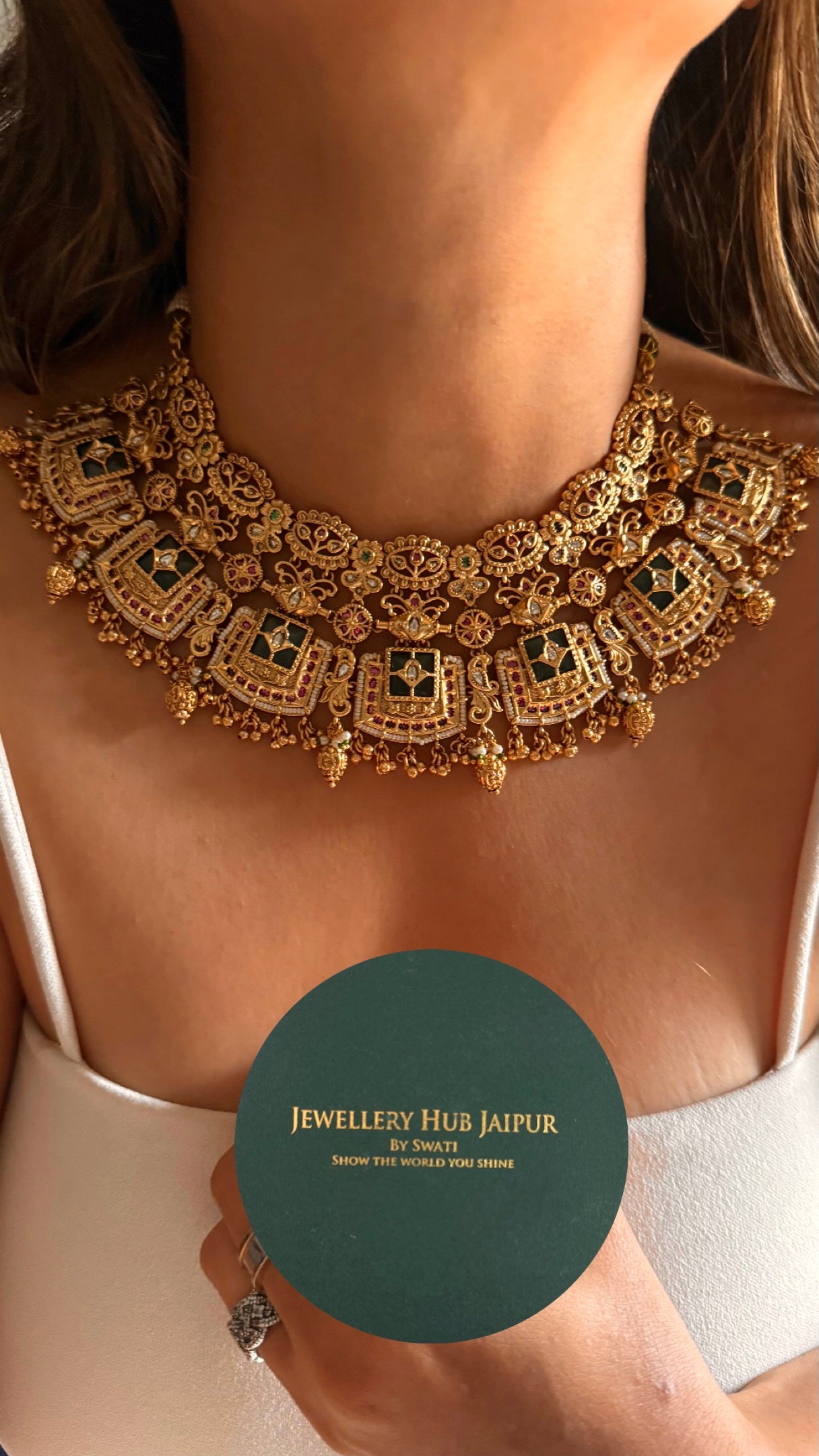 Heritage rajwada emerald nakashi gold Necklace