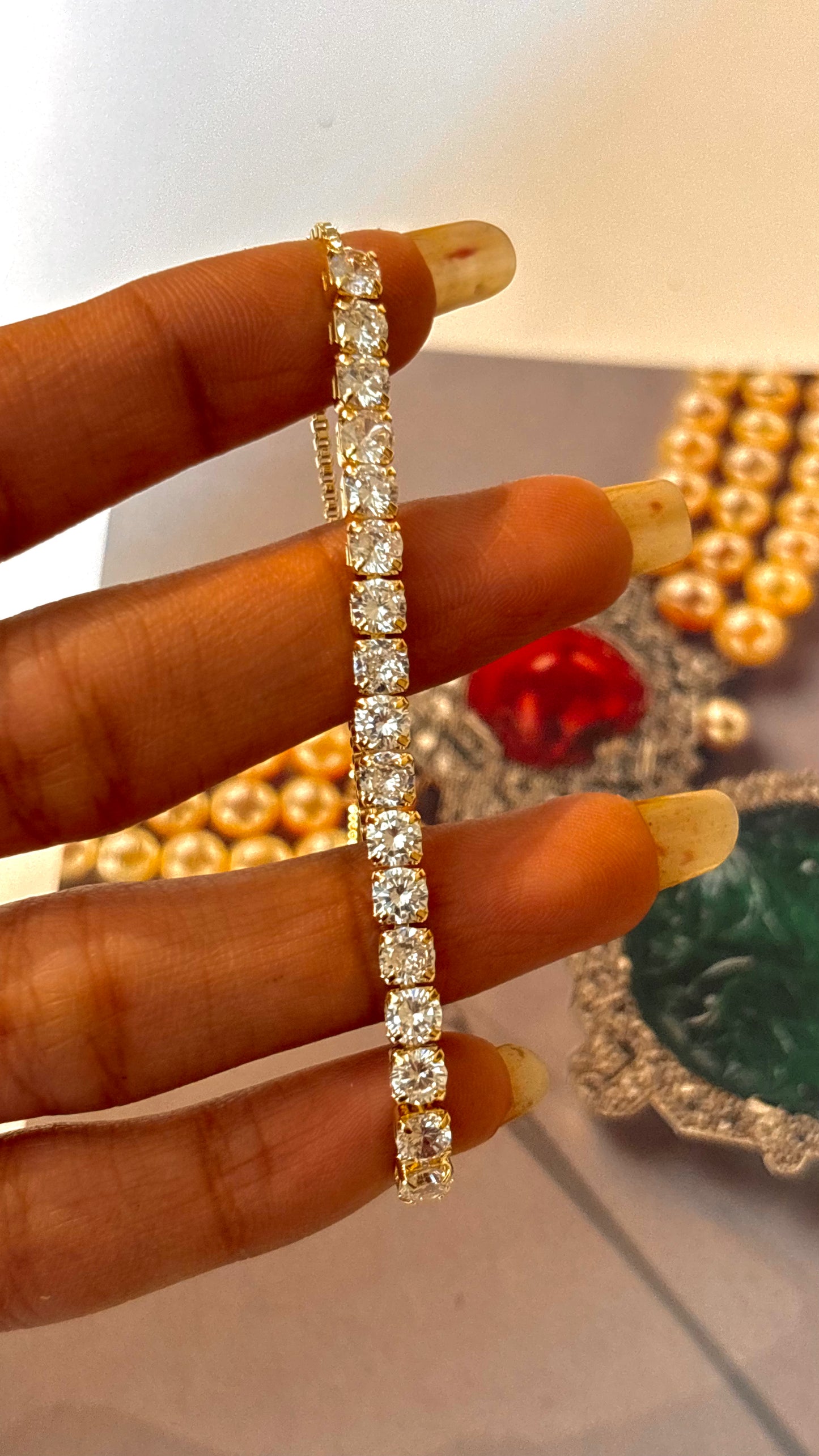 Cz diamond gold adjustable bracelet