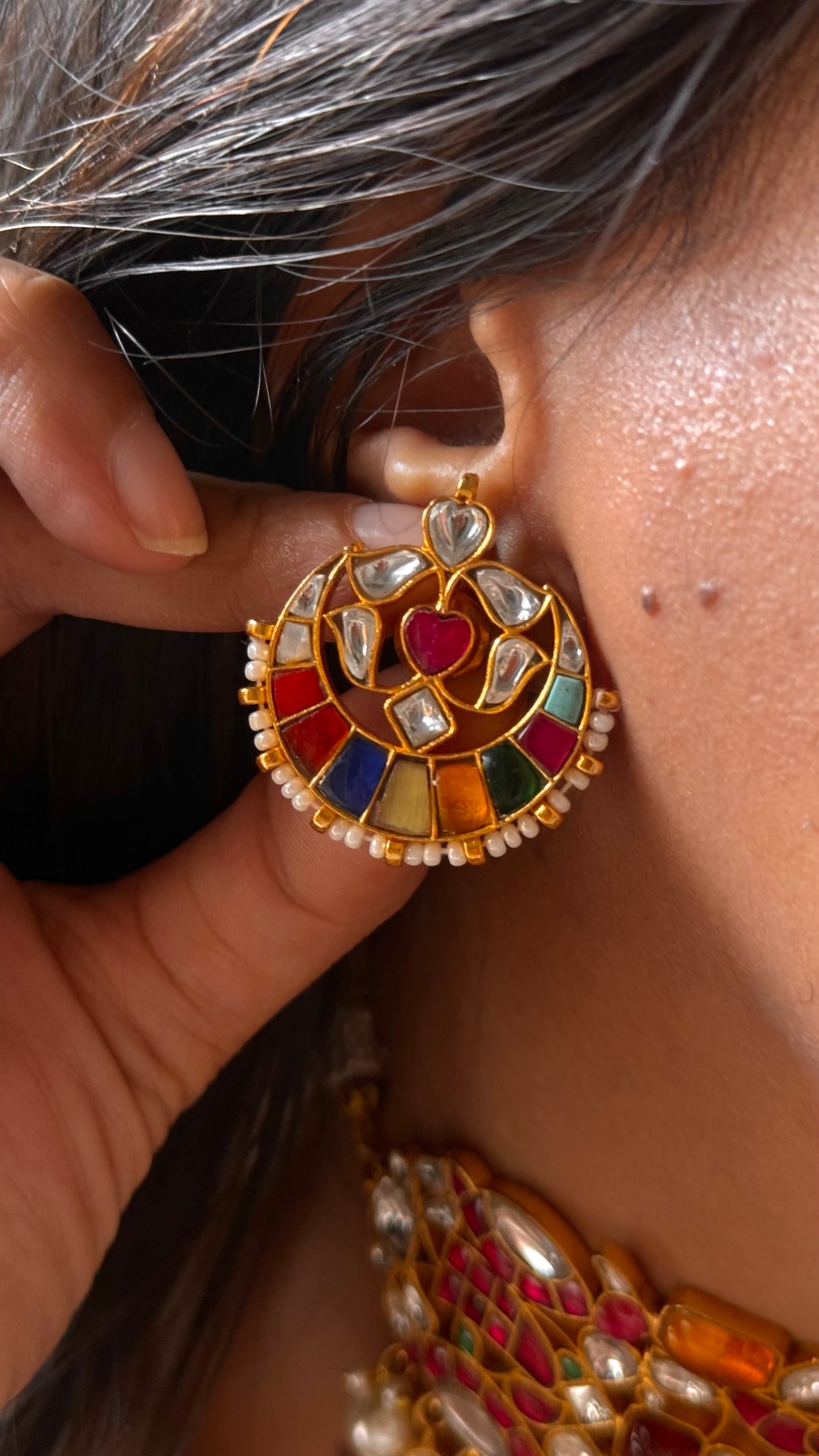 Handmade paachi Kundan jadau with drop choker necklace