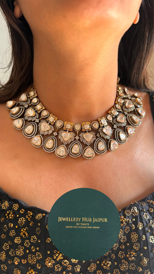 peeli polki moisssanite statement necklace