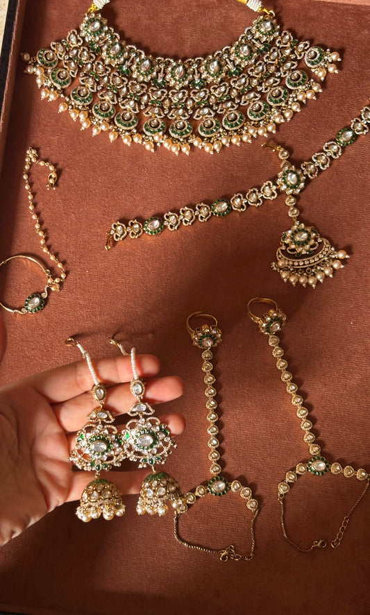 Emerald with drops heritage bridal combo Necklace