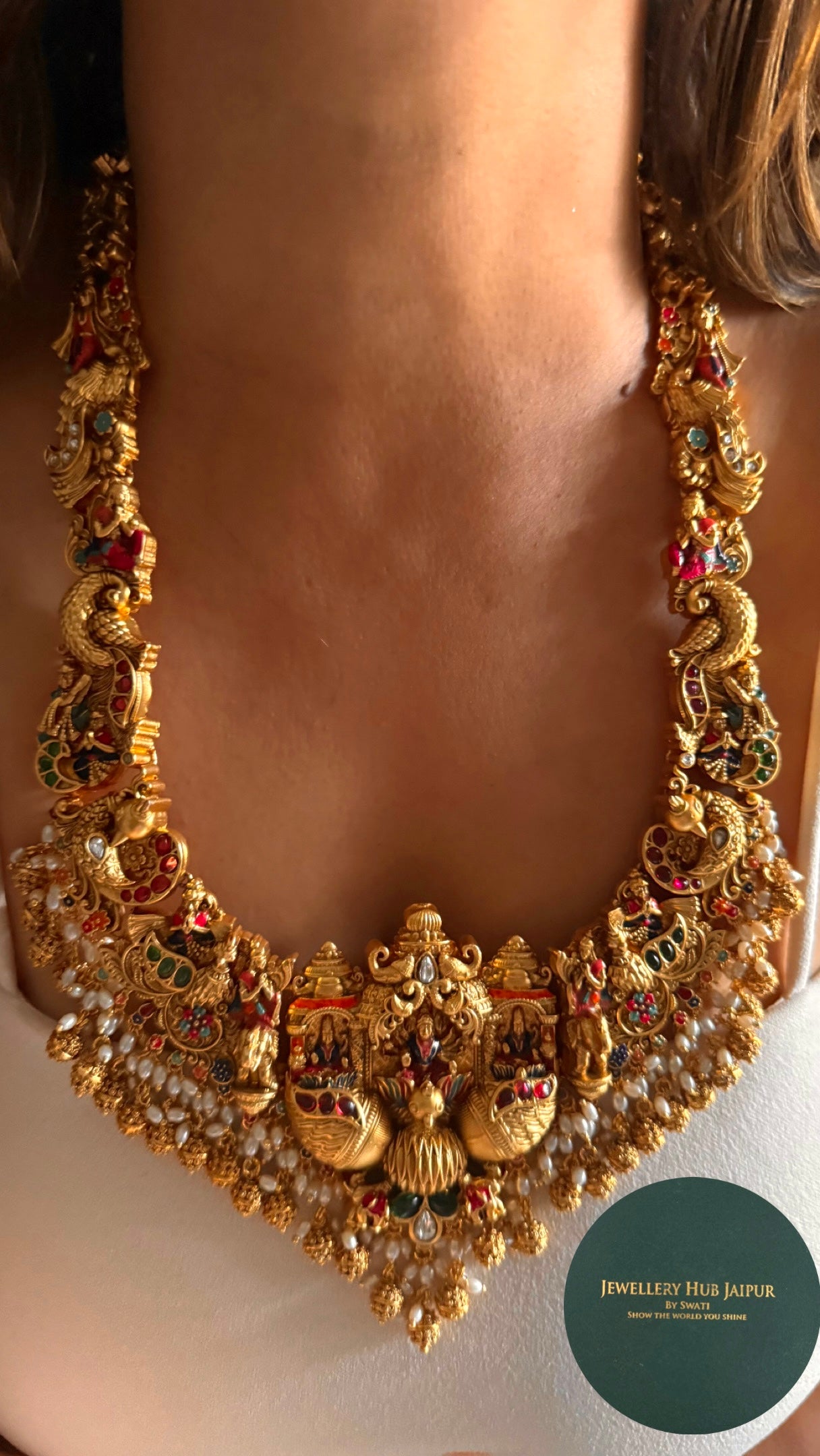 Lord brahma inspired designer temple nakashi Necklace