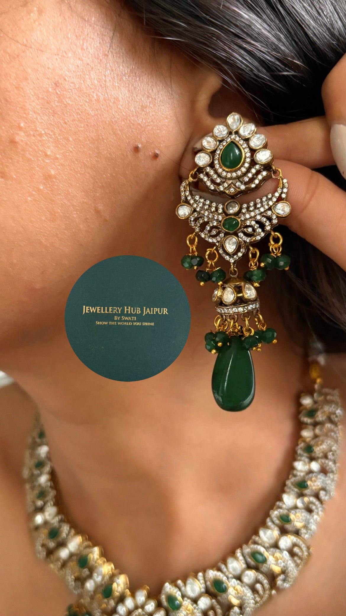Emerald Moissanite designer necklace
