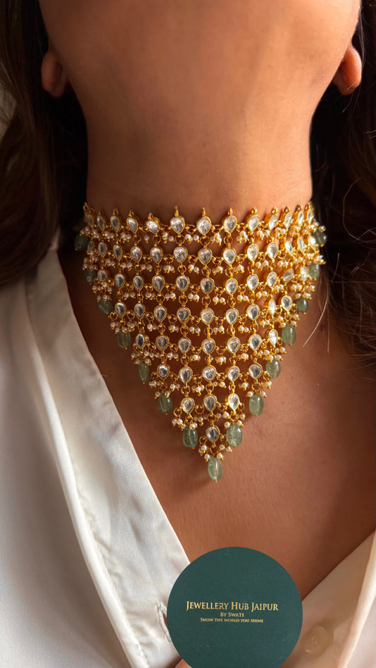 8 layered paachi Kundan mint strawberry Necklace
