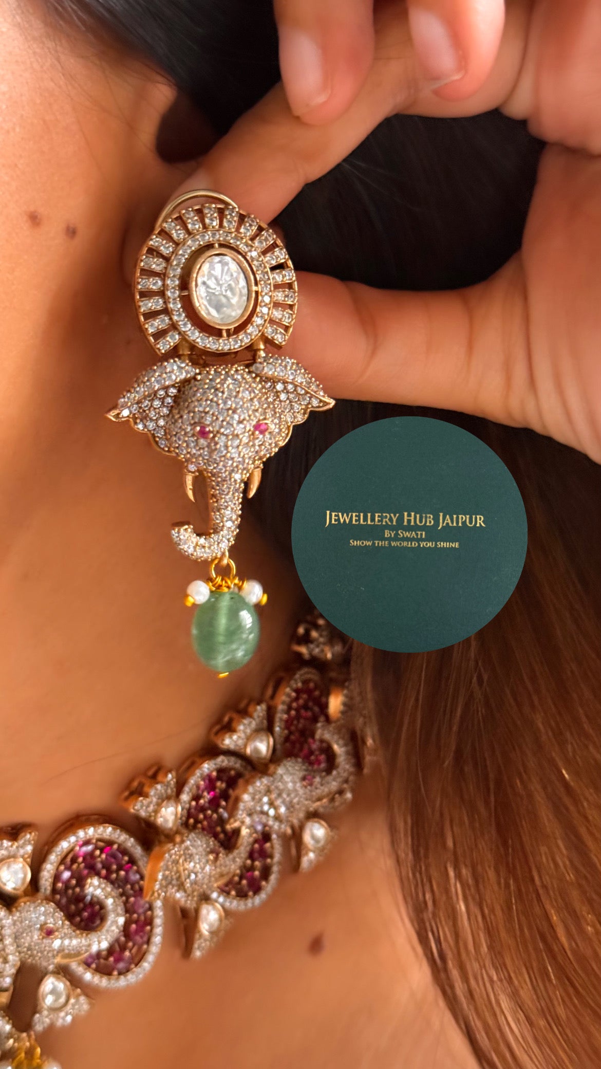 Gajj rani pink moissanite designer choker set