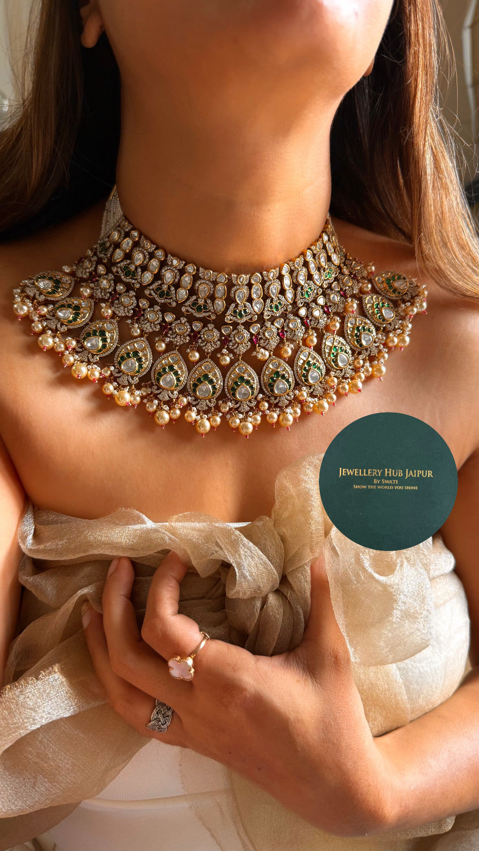 Heritage ruby & emerald bridal choker set