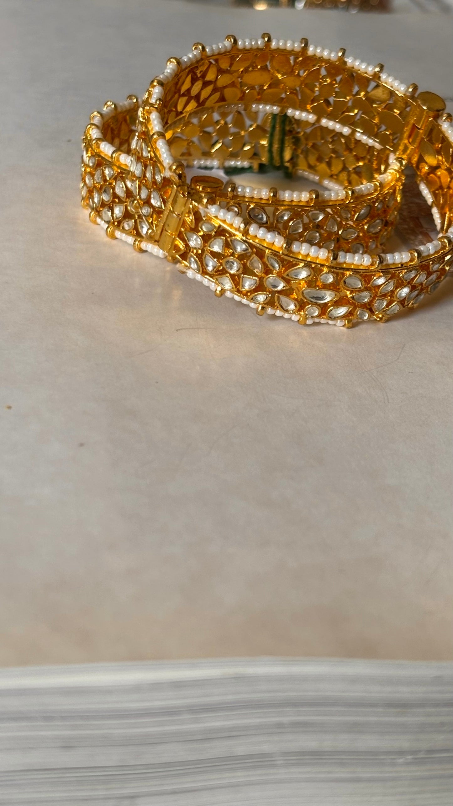 Gold plated paachi kundan bangles