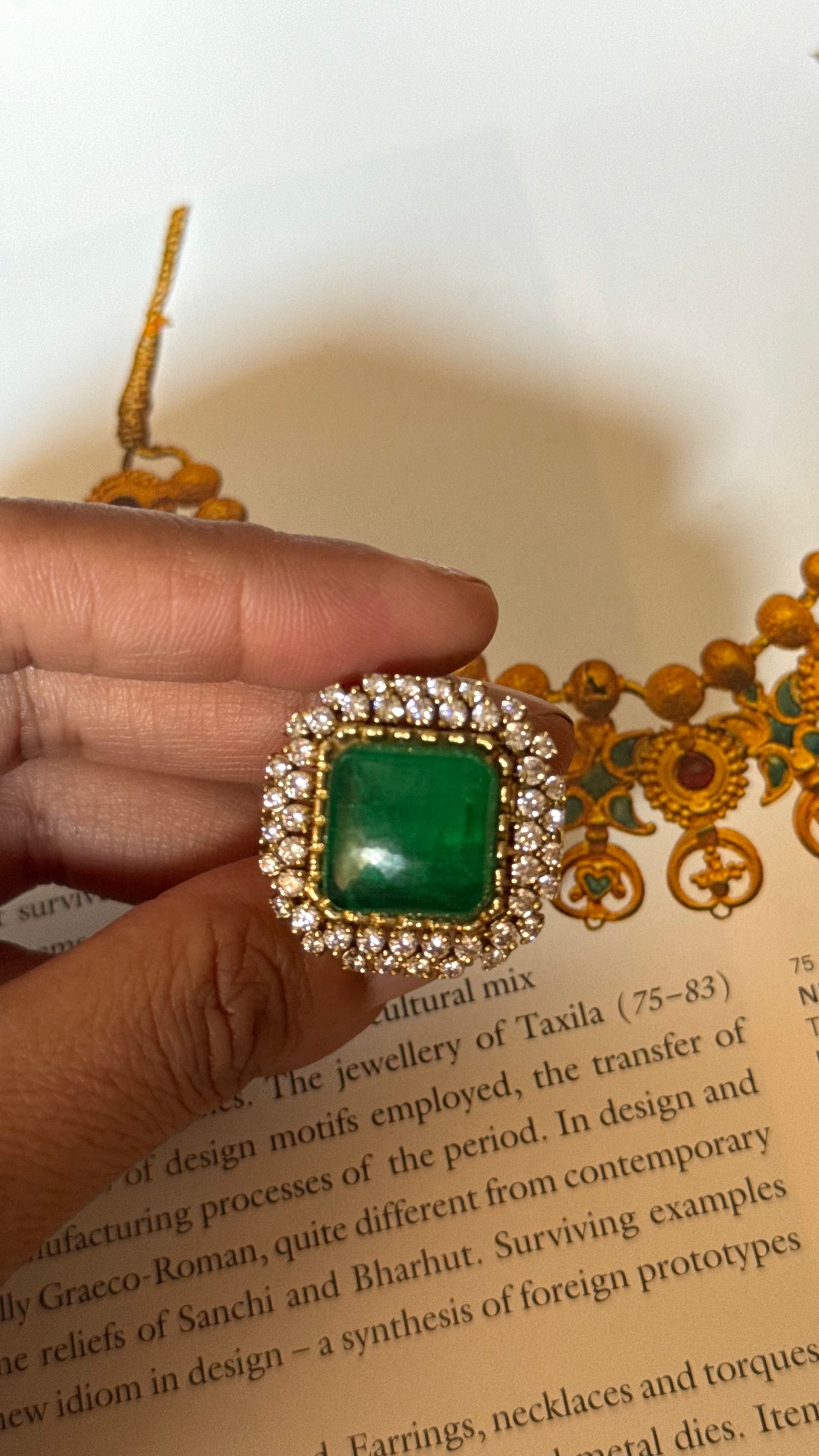 Emerald square moissanite Ring