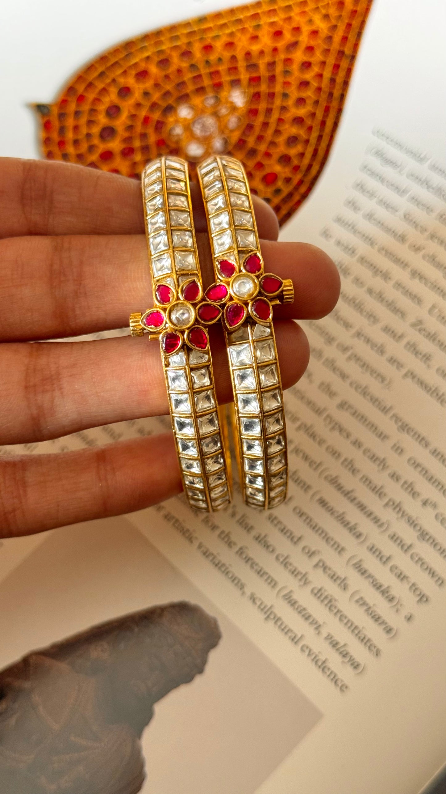Rani pink floral detailing paachi bangles