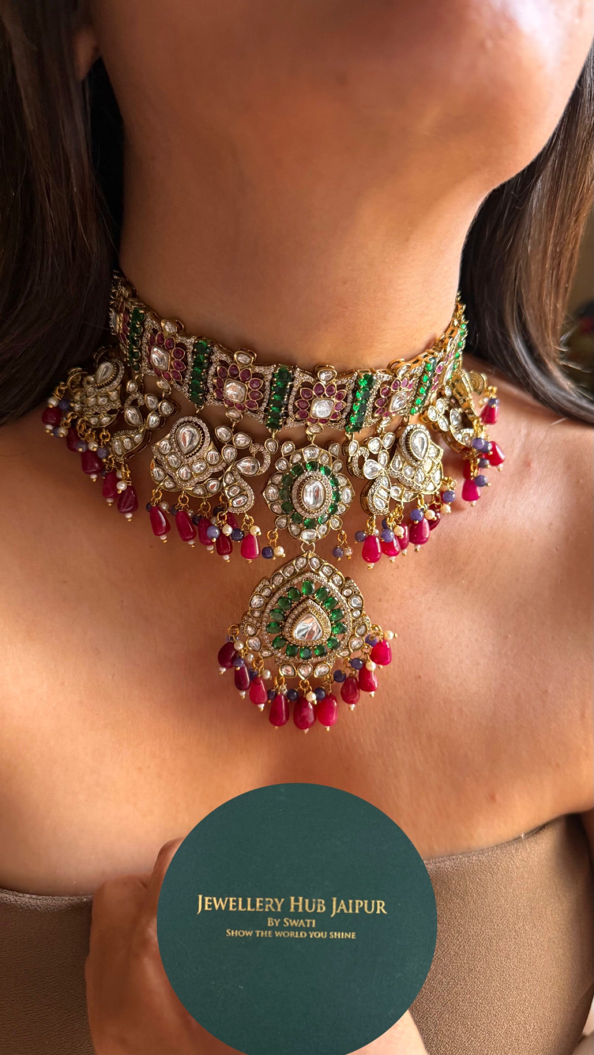 Bridal Asia emerald & ruby designer necklace