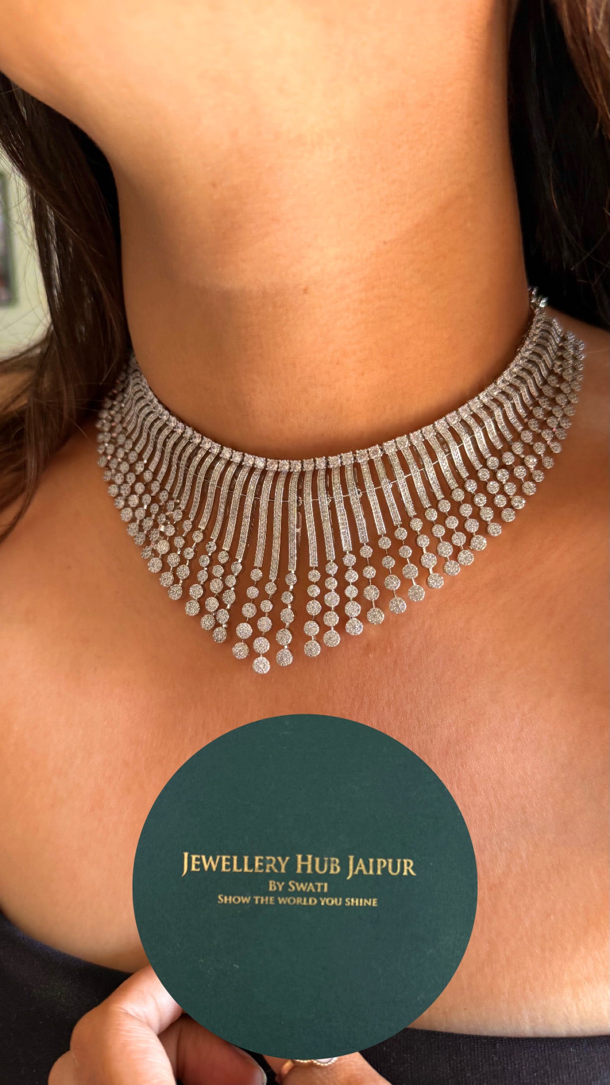 Cz diamond designer collar necklace
