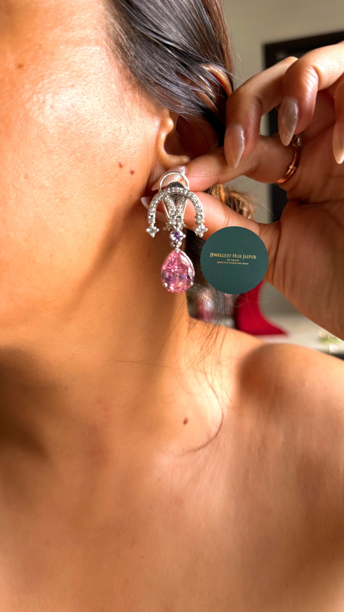 Bvlgari inspired rose quartz diamond set