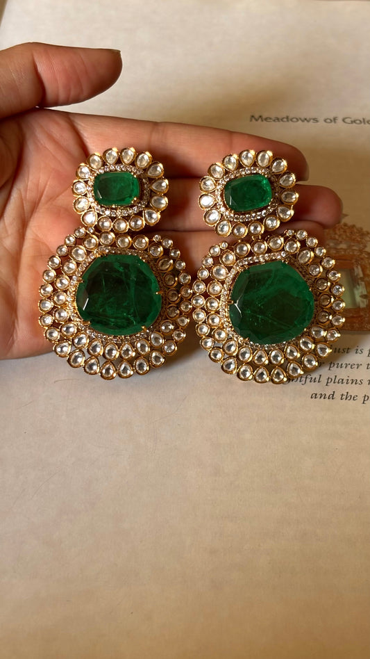 Emerald doublet polki Earrings