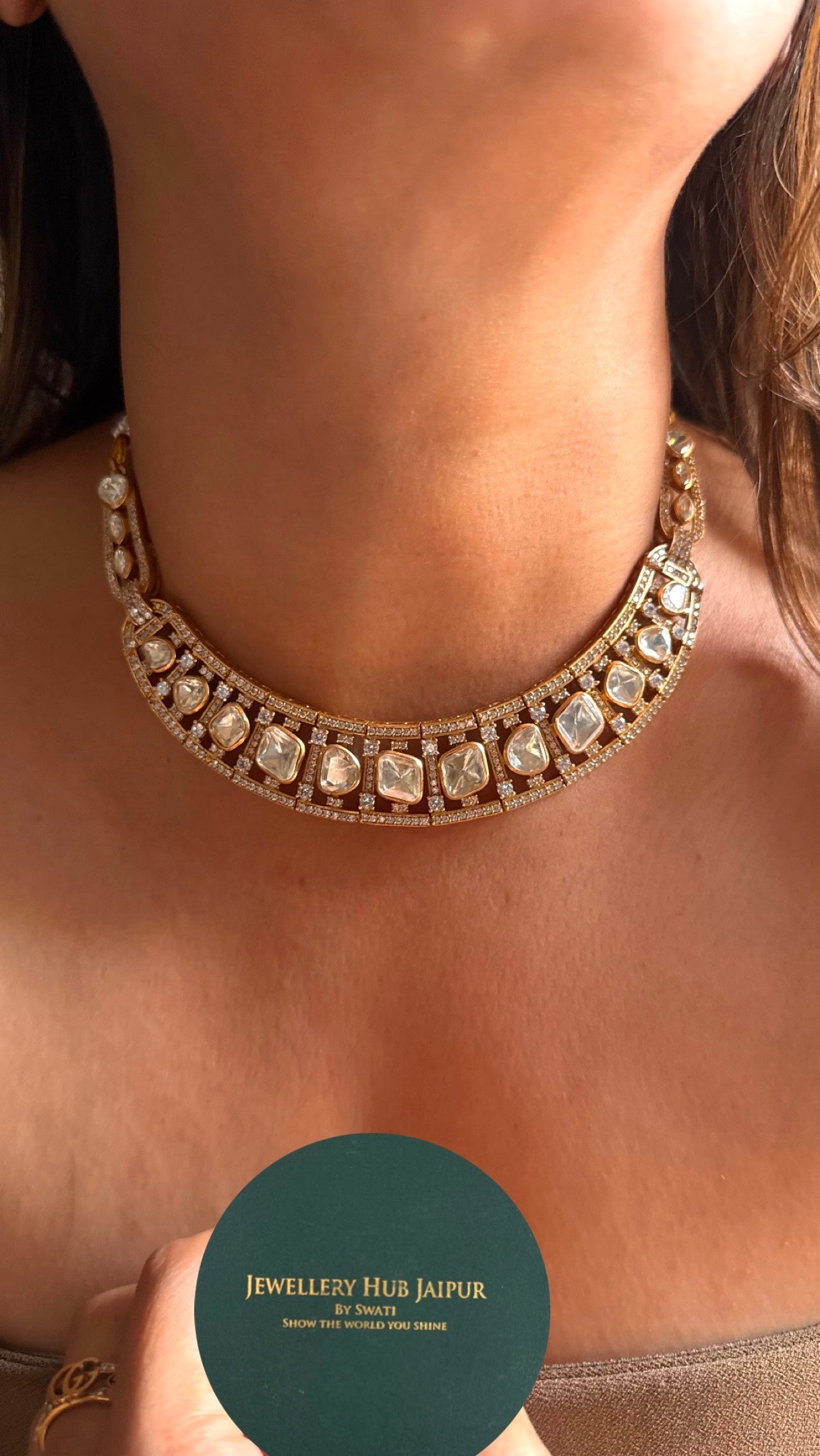 Uncut peeli polki collar necklace