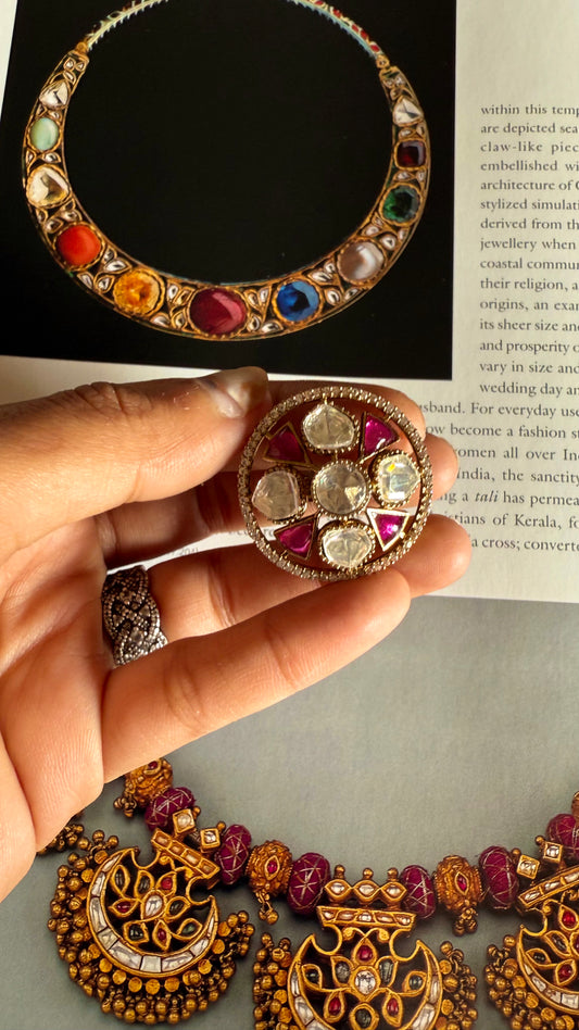 Rani pink Moissanite adjustable ring