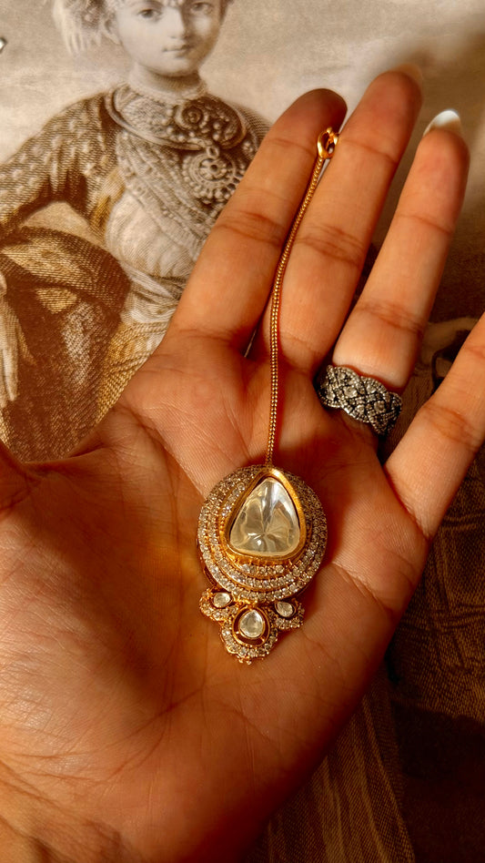 Moissanite polki maangtika