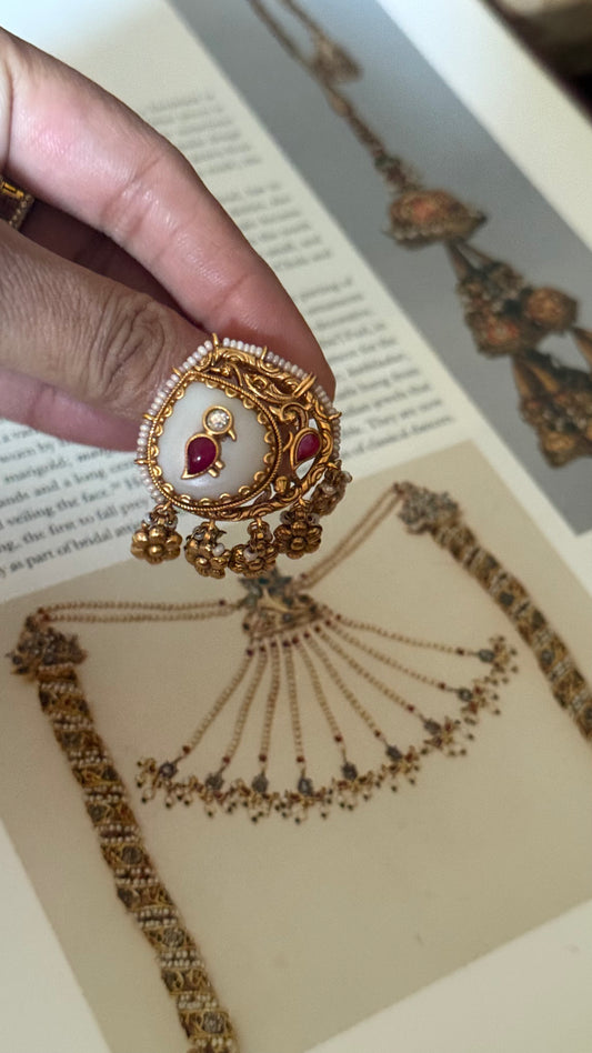 Peacock inspired floral rajwada ring