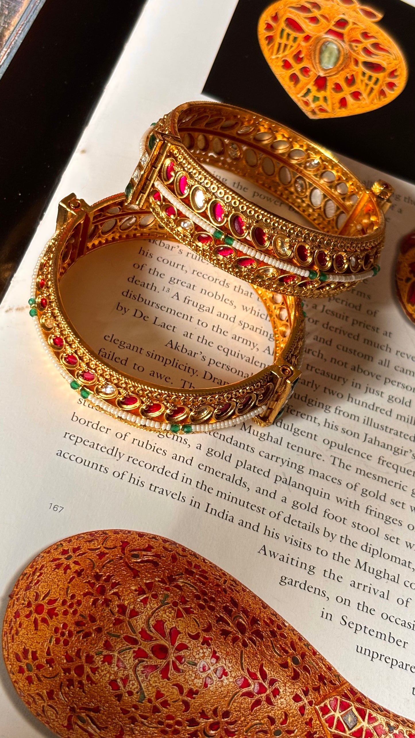 Rani pink ruby & emerald rajwada openable bangles