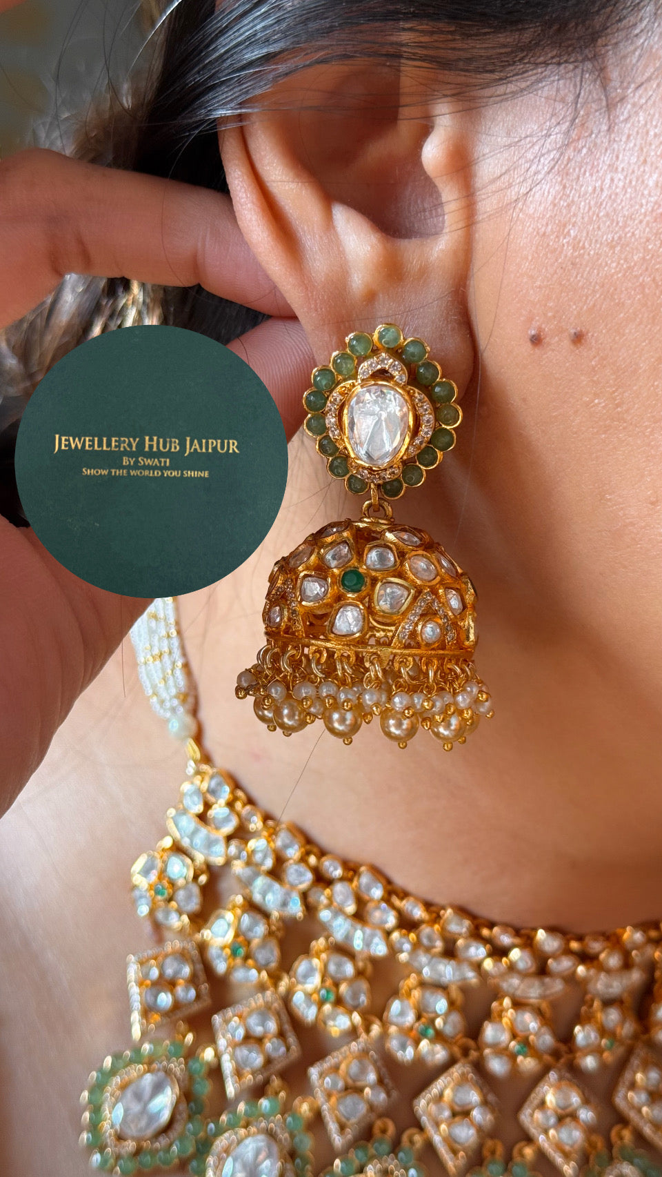 Real Moissanite polki heritage panna choker