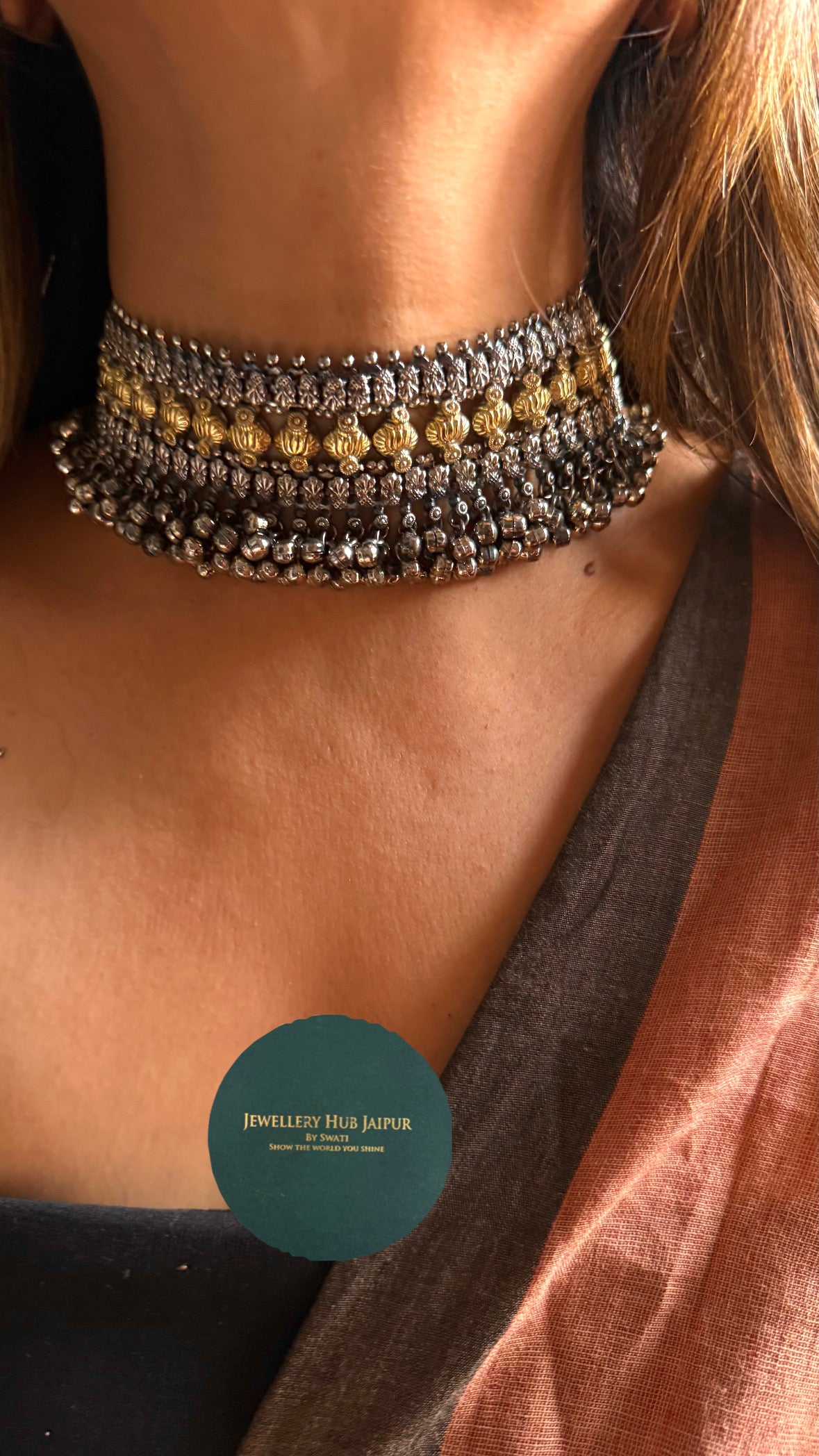 Dongria tribal oxidised Ghungroo necklace