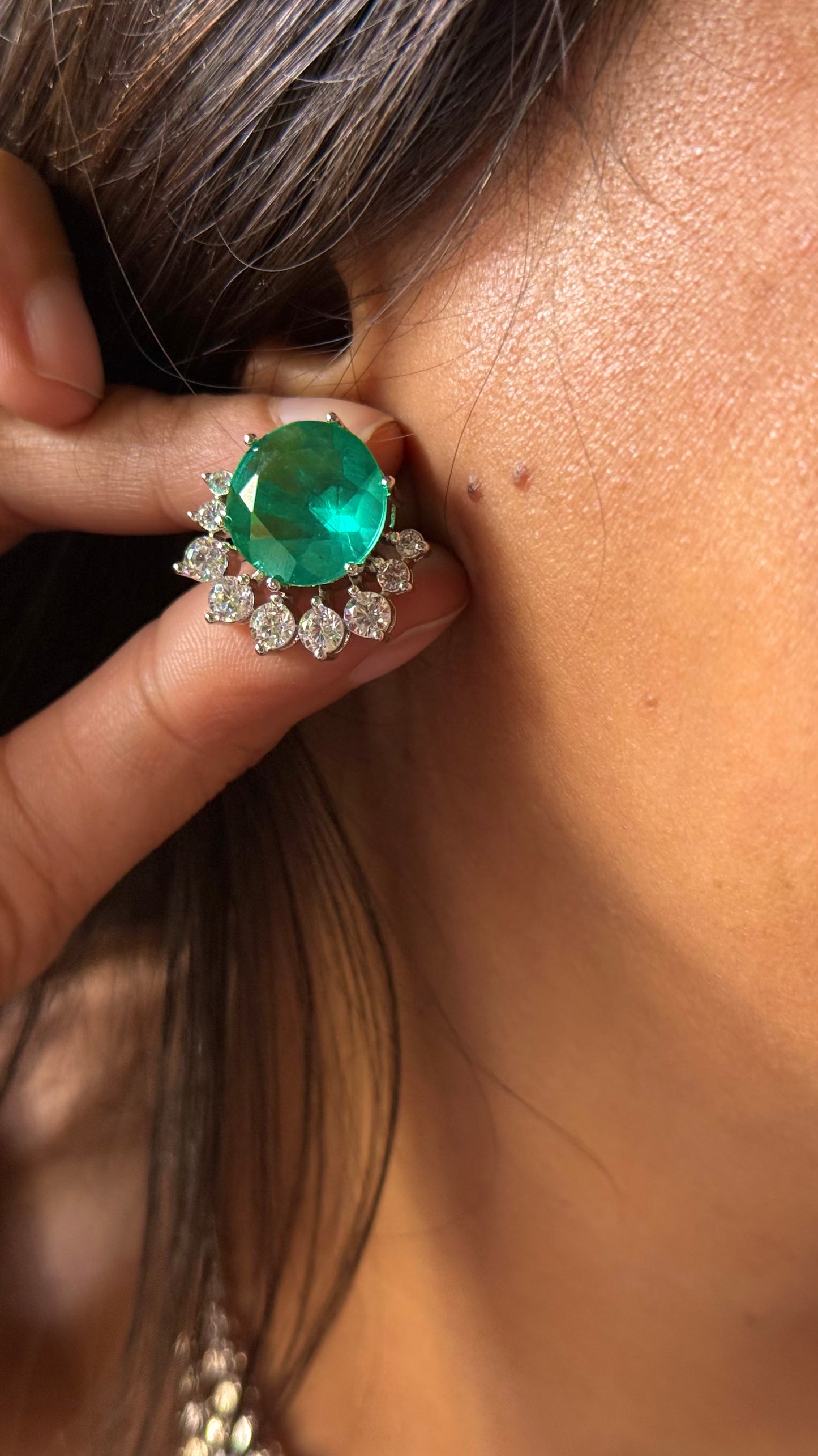 Mint doublet triple layer cz diamond minimalist necklace
