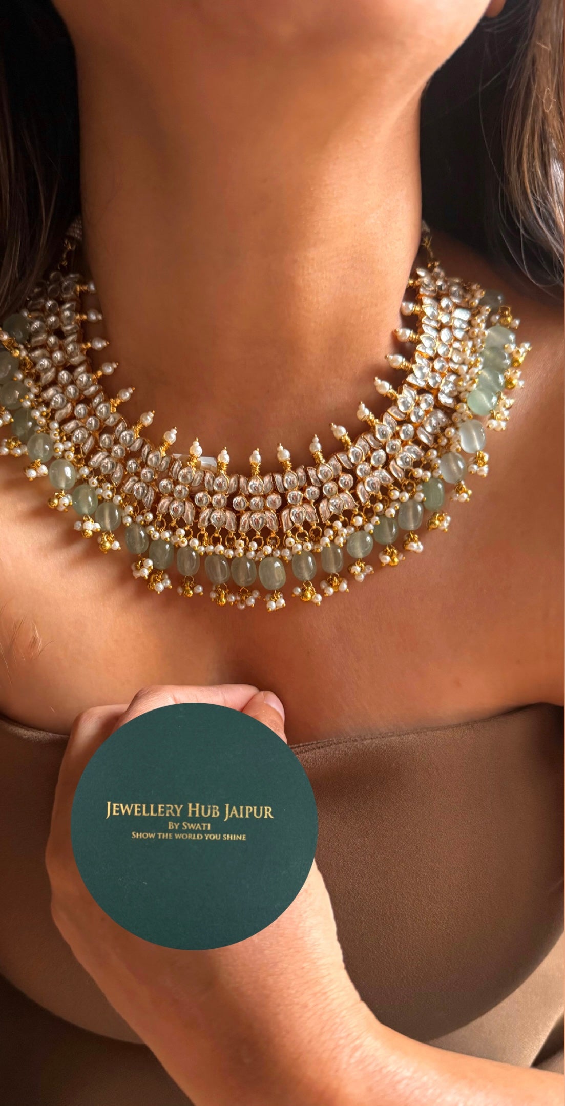 Lotus inspired paachi kundan collar Necklace