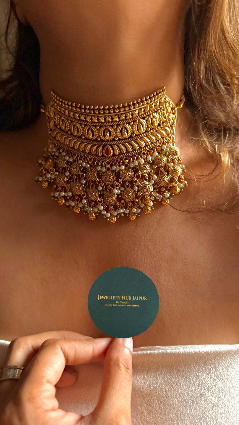 Gold rajwada Rajasthani aad Necklace