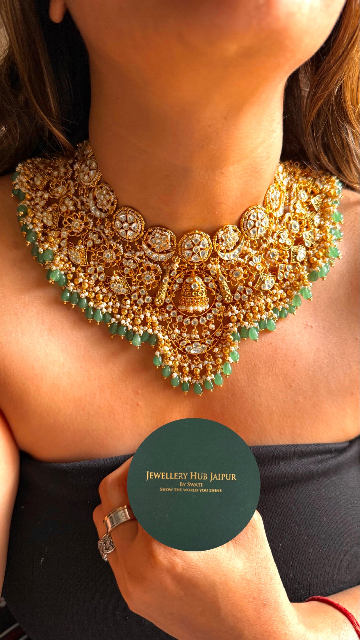 Heritage jadau handmade bridal Asia Necklace