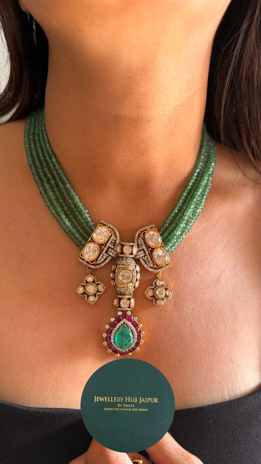 Strawberry mint peeli polki Sunita Shekhawat inspired necklace